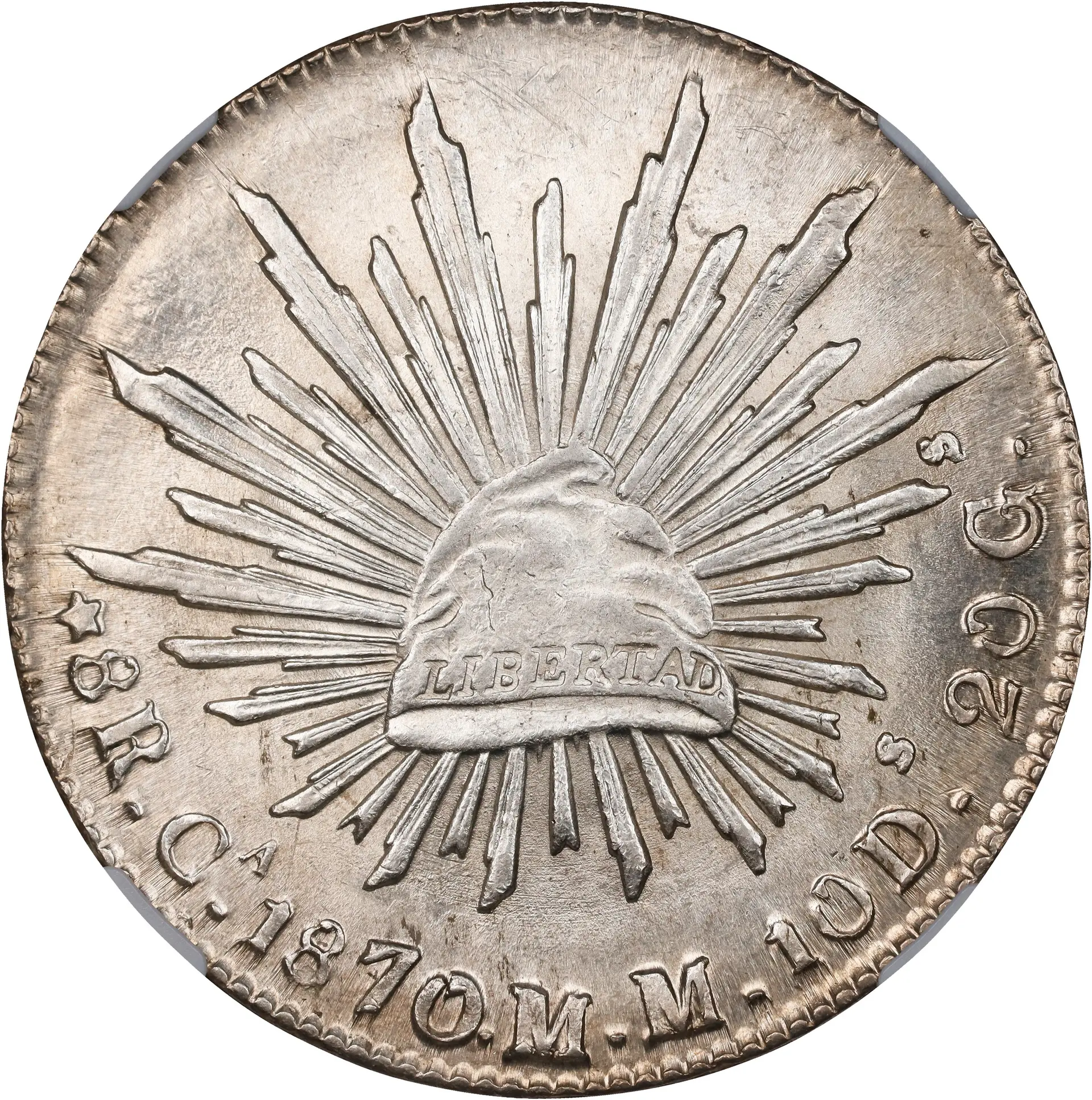 MEXICO. 8 Reales, 1870-Ca MM. Chihuahua Mint. NGC MS-63.