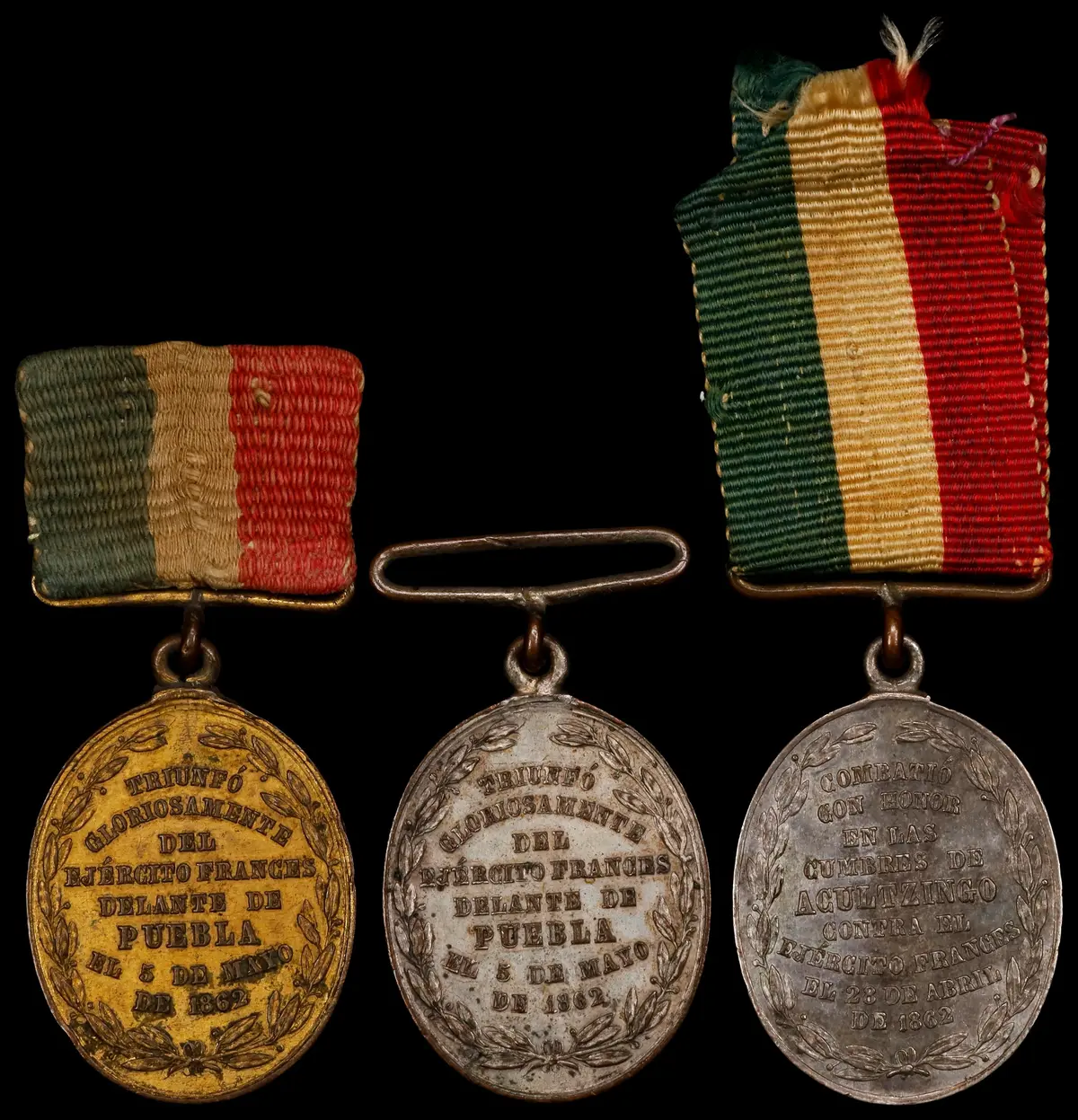MEXICO. Trio of Military Medals (3 Pieces), 1862. Average Grade: ABOUT