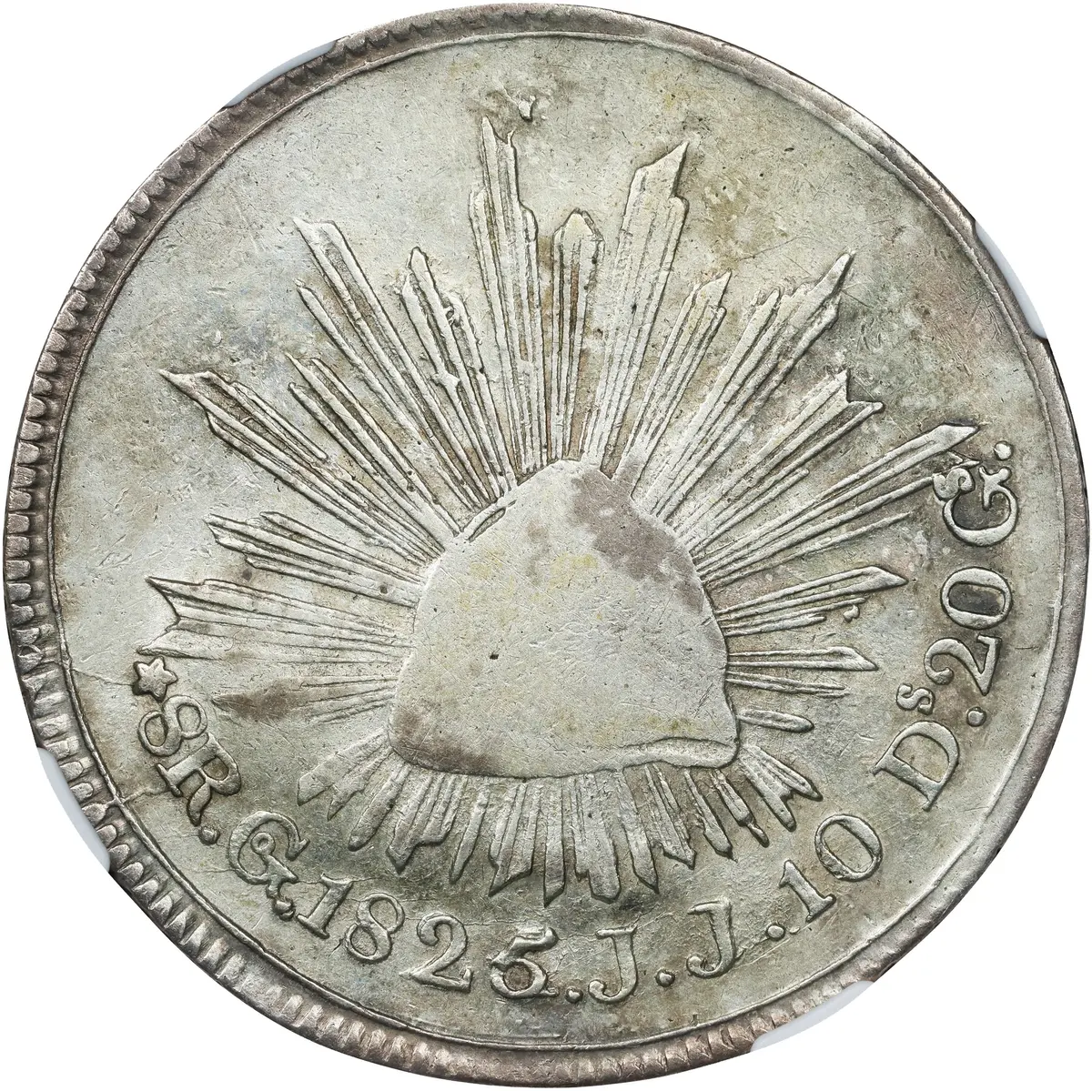 MEXICO. "Hookneck" 8 Reales, 1825/4-Go JJ/M. Guanajuato Mint. NGC