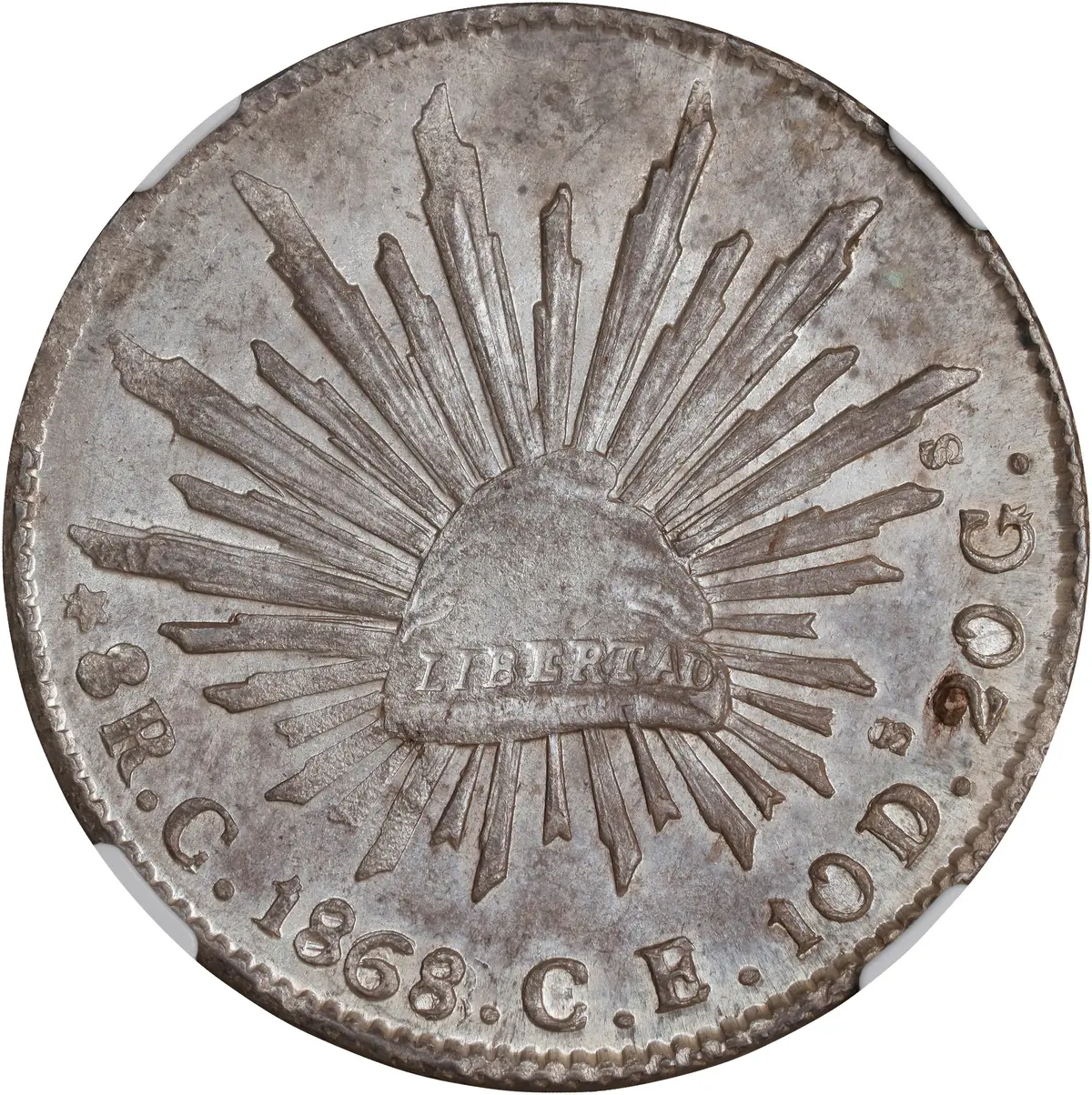 MEXICO. 8 Reales, 1868/8-C CE. Culiacan Mint. NGC MS-63.
