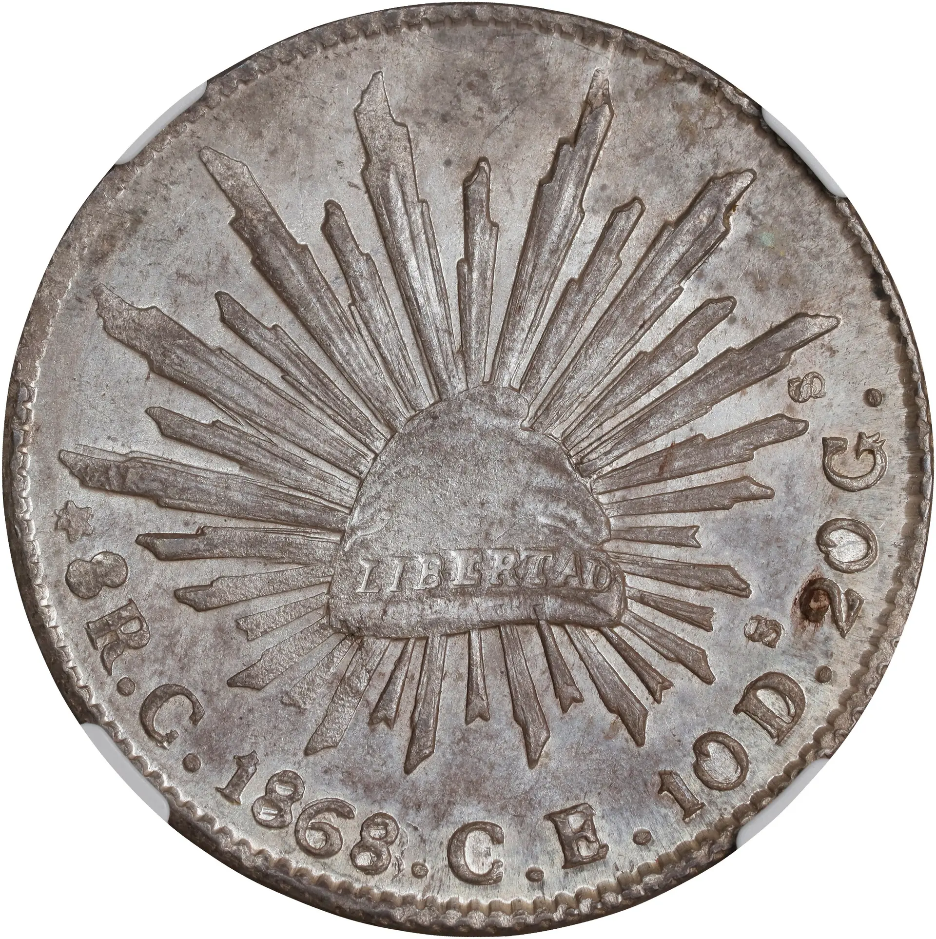 MEXICO. 8 Reales, 1868/8-C CE. Culiacan Mint. NGC MS-63.