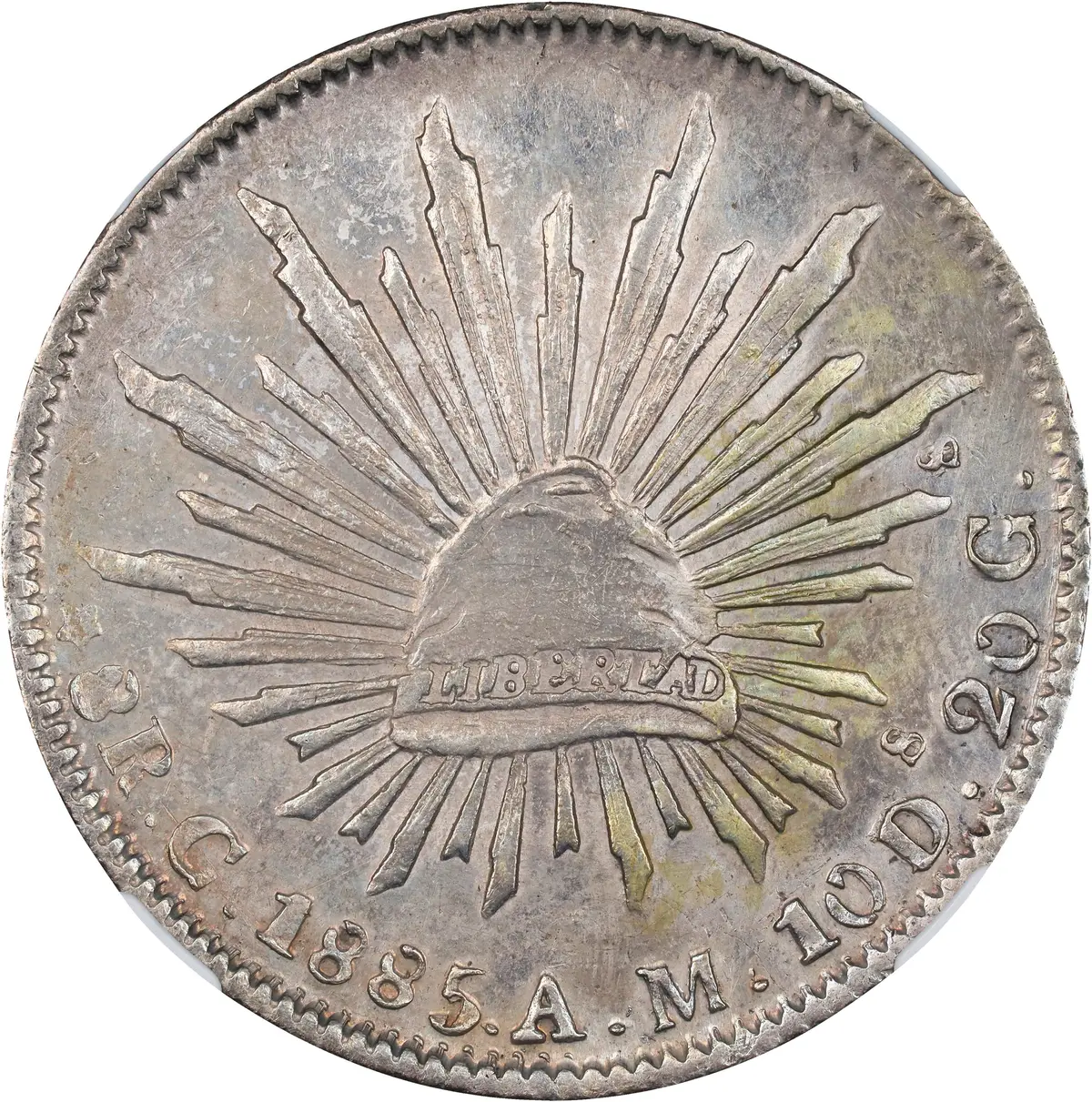 MEXICO. 8 Reales, 1885-C AM. Culiacan Mint. NGC AU Details--Cleaned.