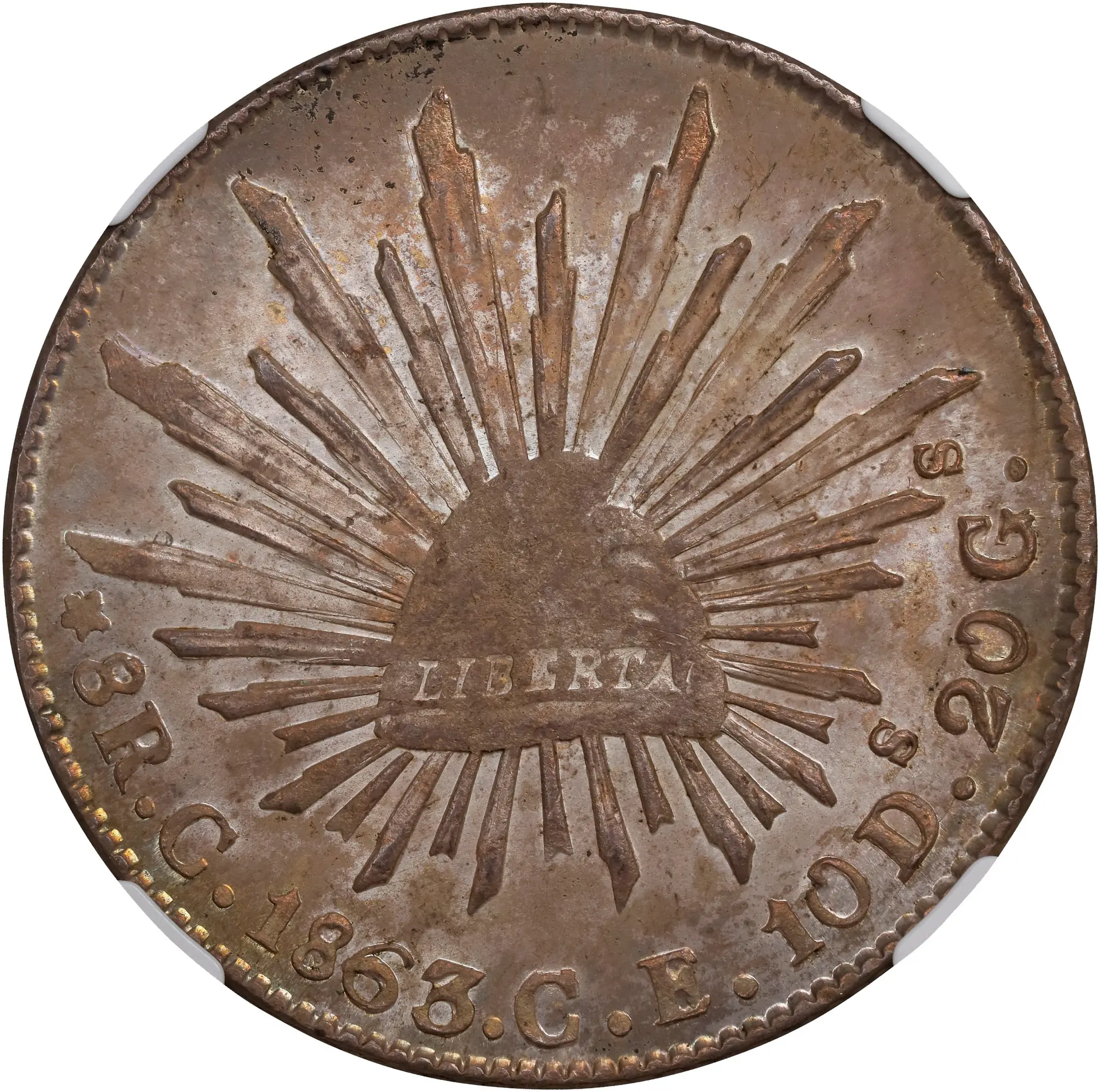 MEXICO. 8 Reales, 1863-C CE. Culiacan Mint. NGC MS-63.