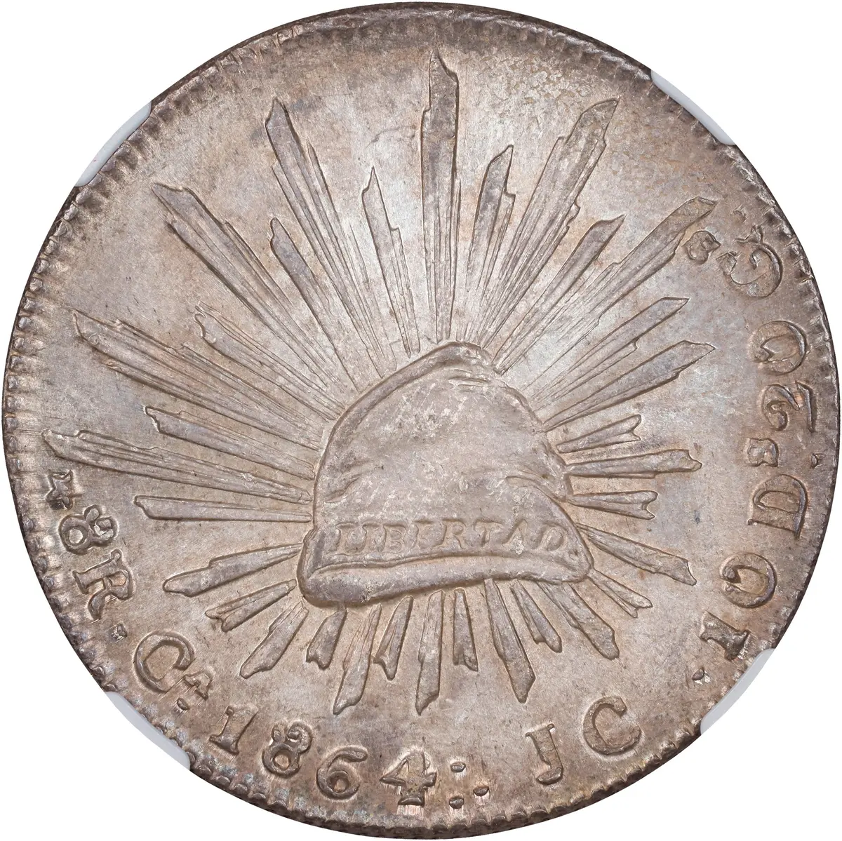 MEXICO. 8 Reales, 1864-Ca JC. Chihuahua Mint. NGC MS-65.