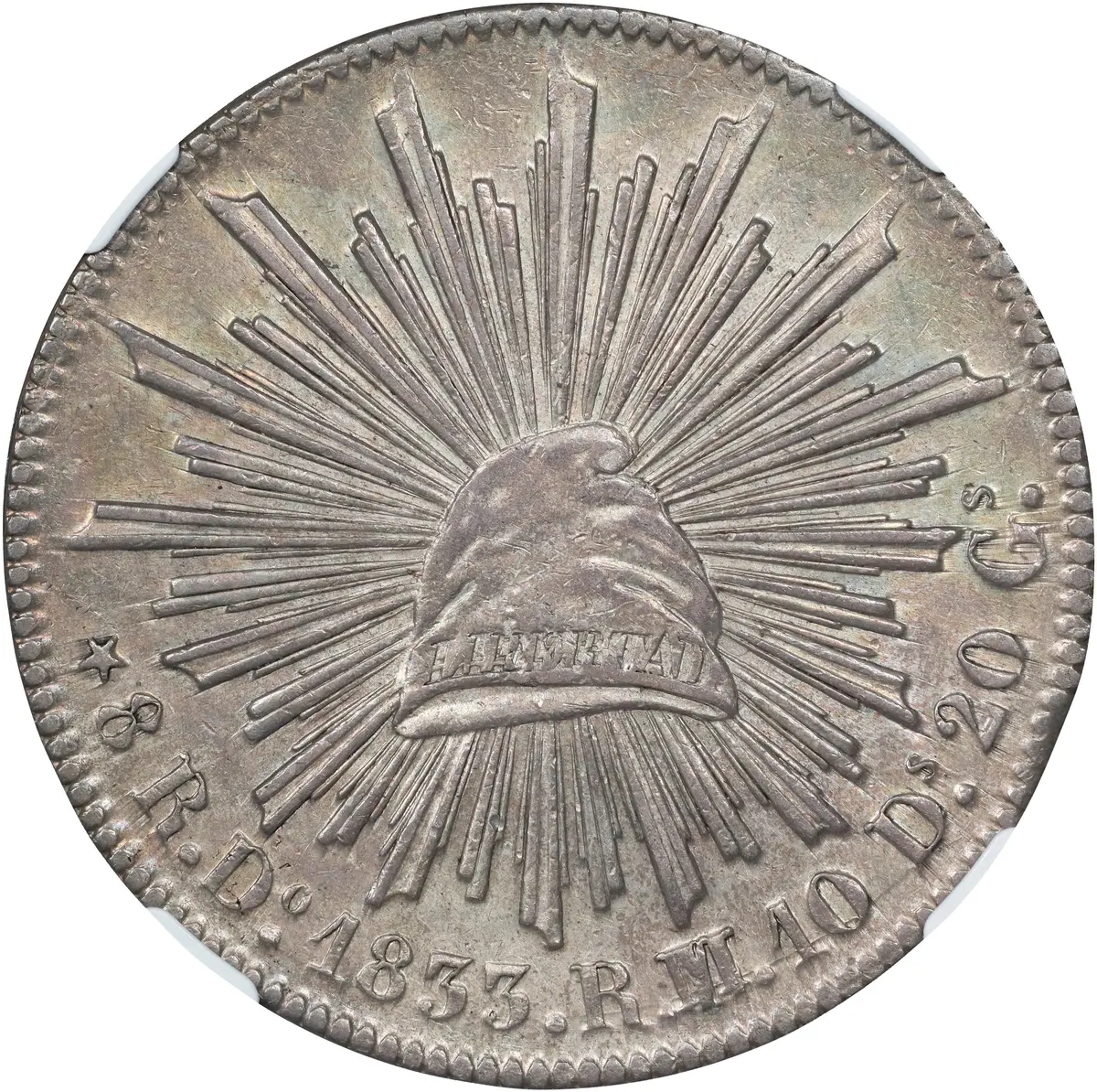 MEXICO. 8 Reales, 1833-Do RM/L. Durango Mint. NGC AU-58.