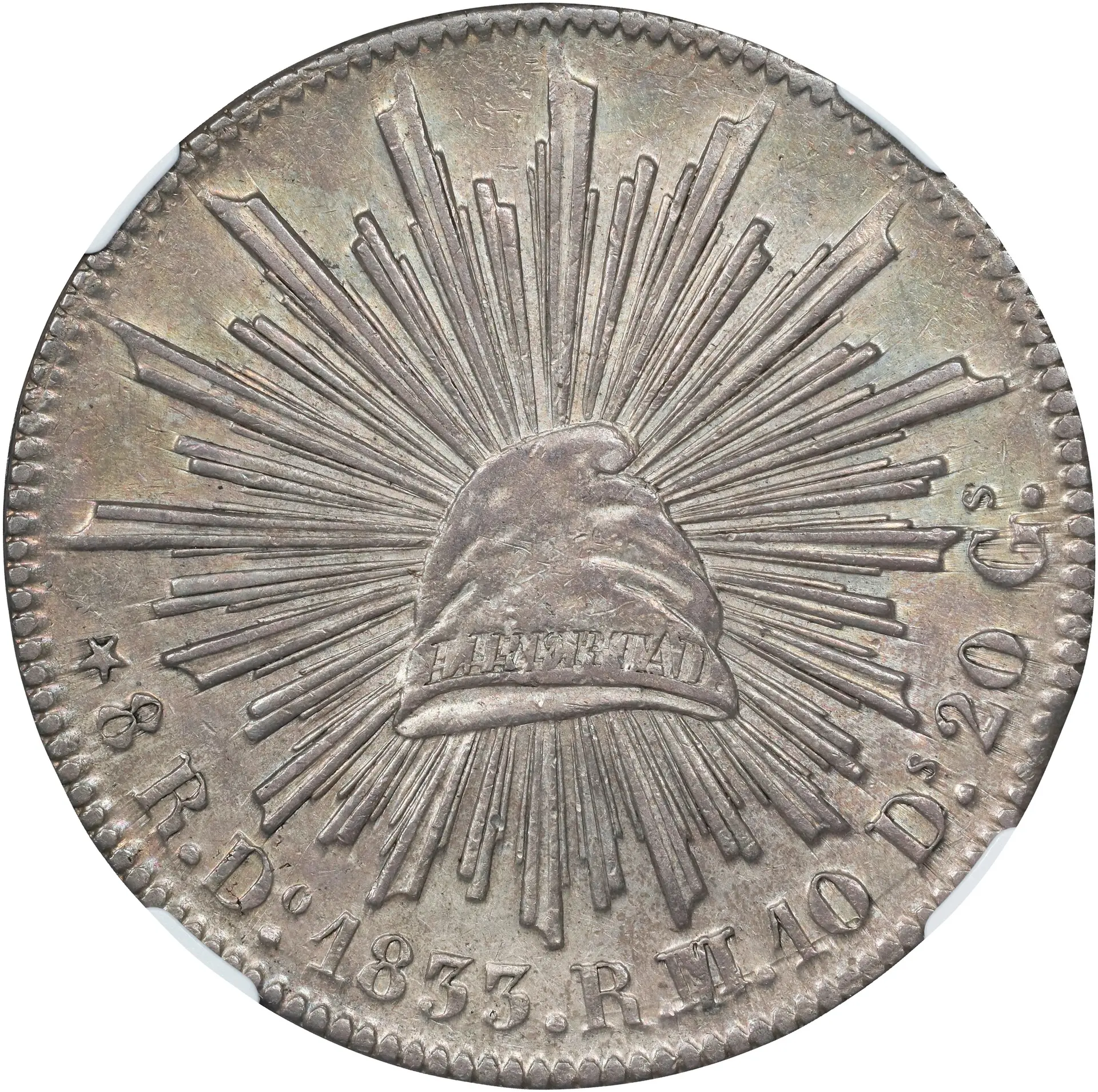 MEXICO. 8 Reales, 1833-Do RM/L. Durango Mint. NGC AU-58.