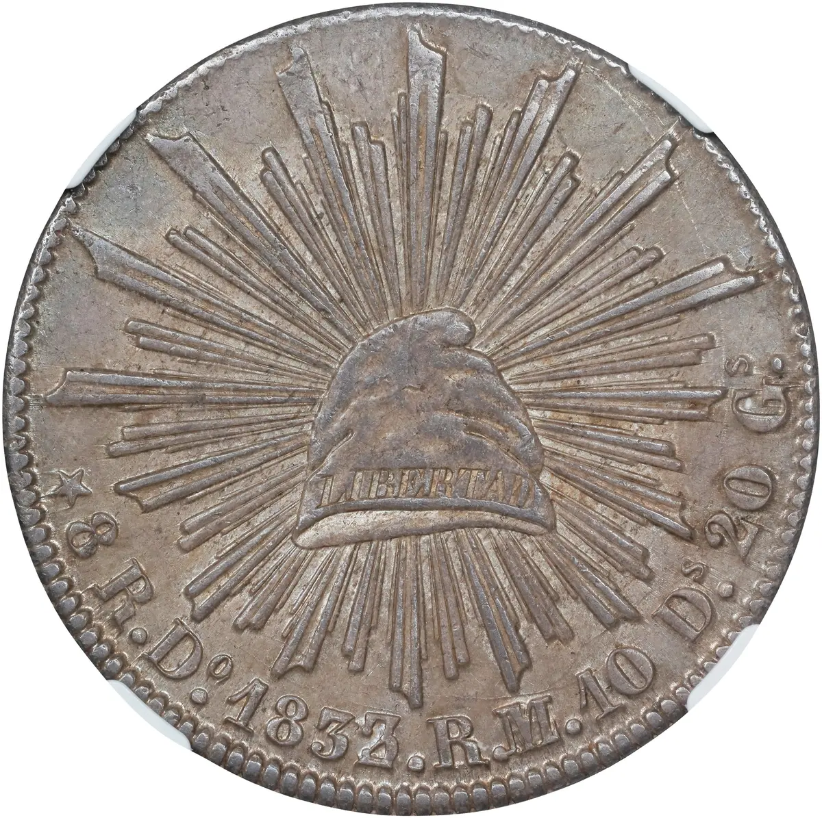 MEXICO. 8 Reales, 1833/2-Do RM/L. Durango Mint. NGC AU-58.