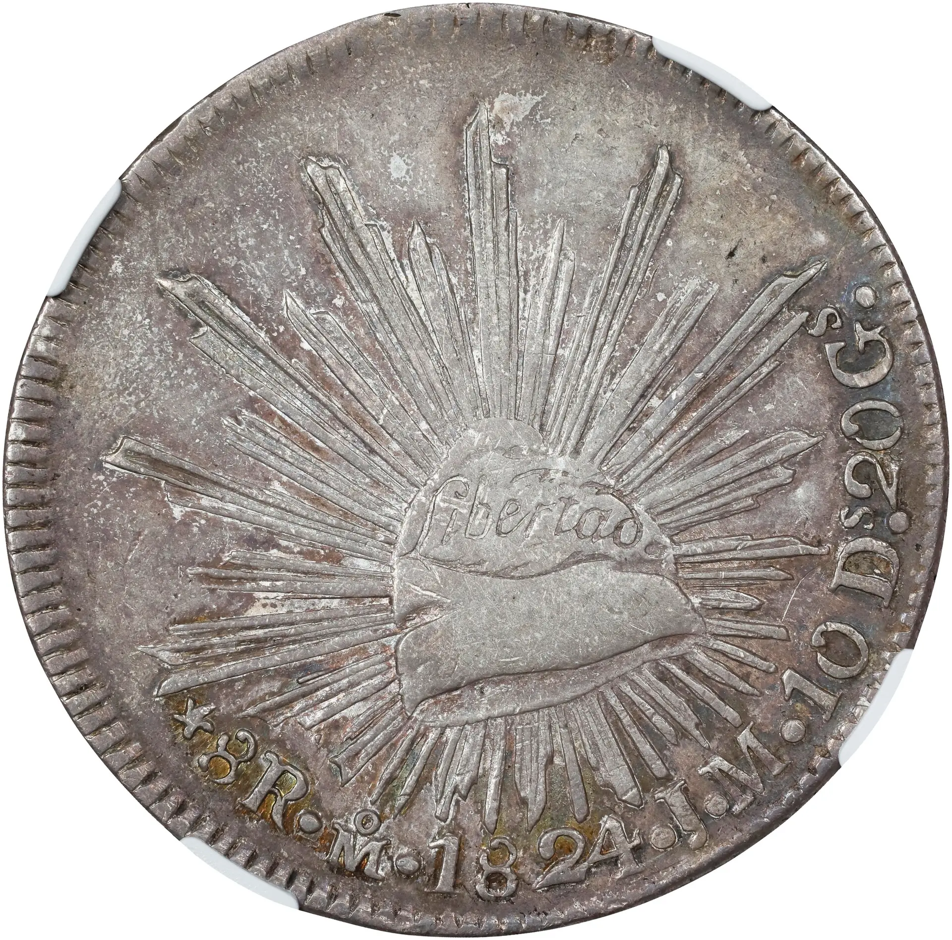 MEXICO. "Hookneck" 8 Reales, 1824-Mo JM. Mexico City Mint. NGC AU-53.