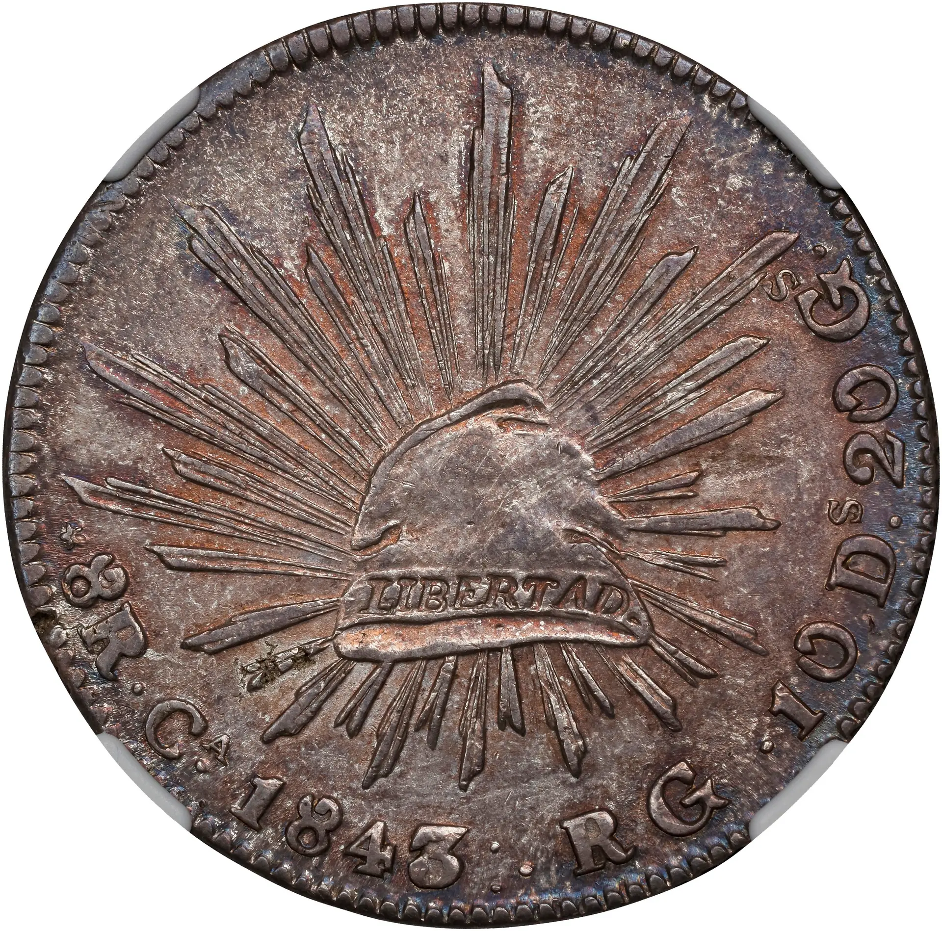 MEXICO. 8 Reales, 1843-Ca RG. Chihuahua Mint. NGC MS-61.