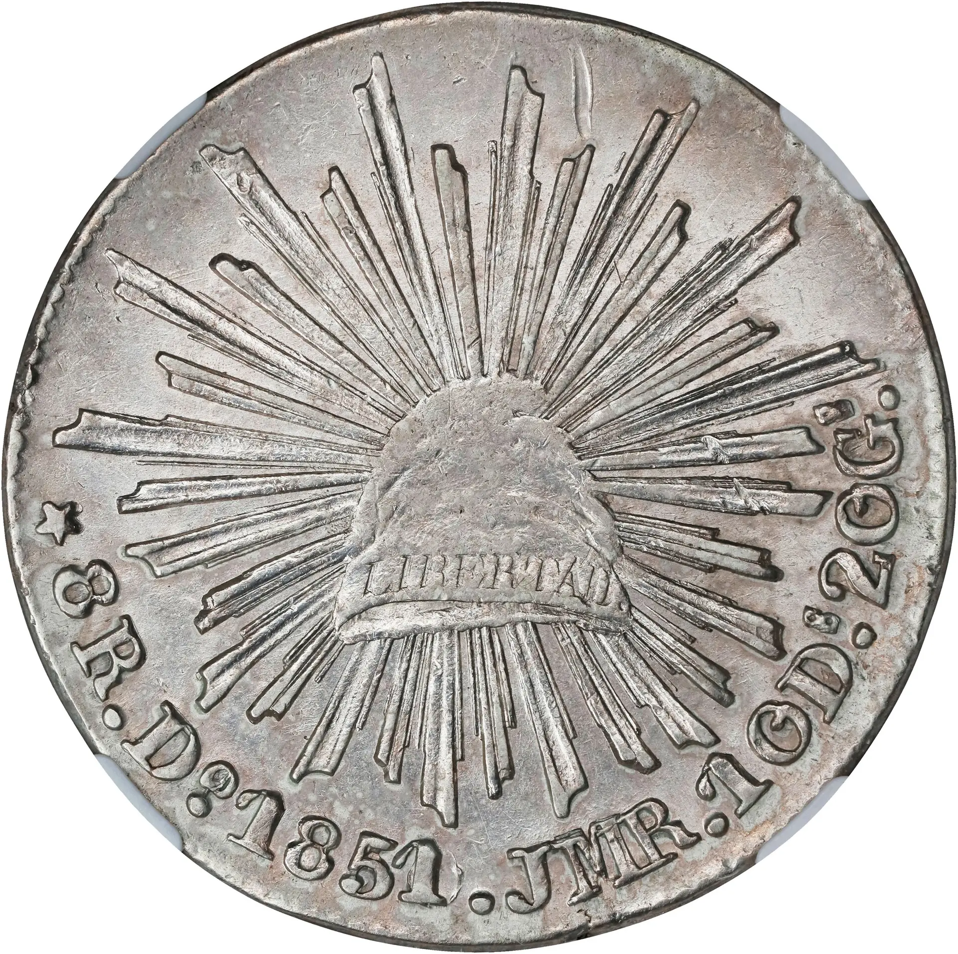 MEXICO. 8 Reales, 1851/0-Do JMR. Durango Mint. NGC AU Details--Obverse Damage.