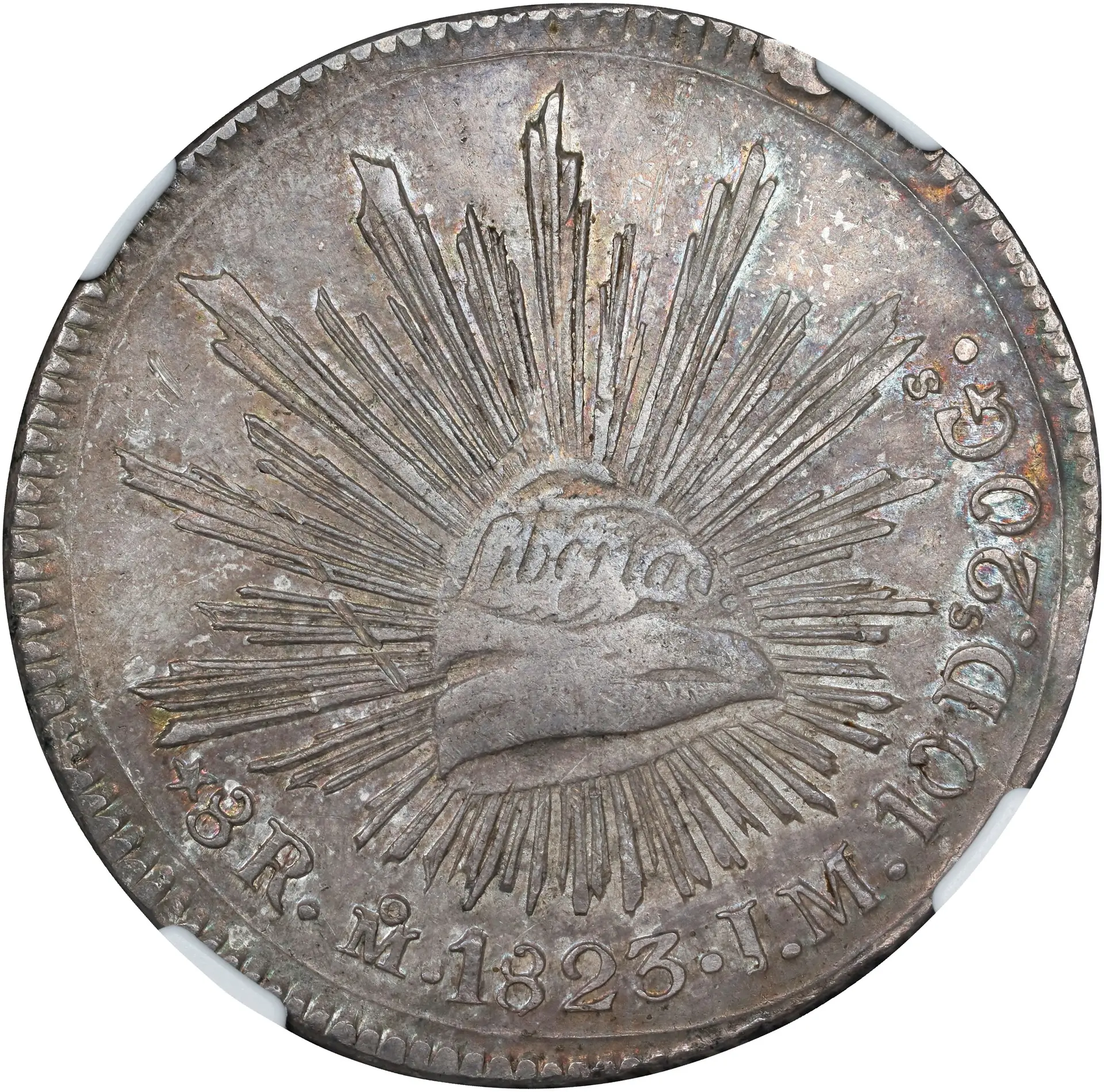 MEXICO. "Hookneck" 8 Reales, 1823-Mo JM. Mexico City Mint. NGC AU
