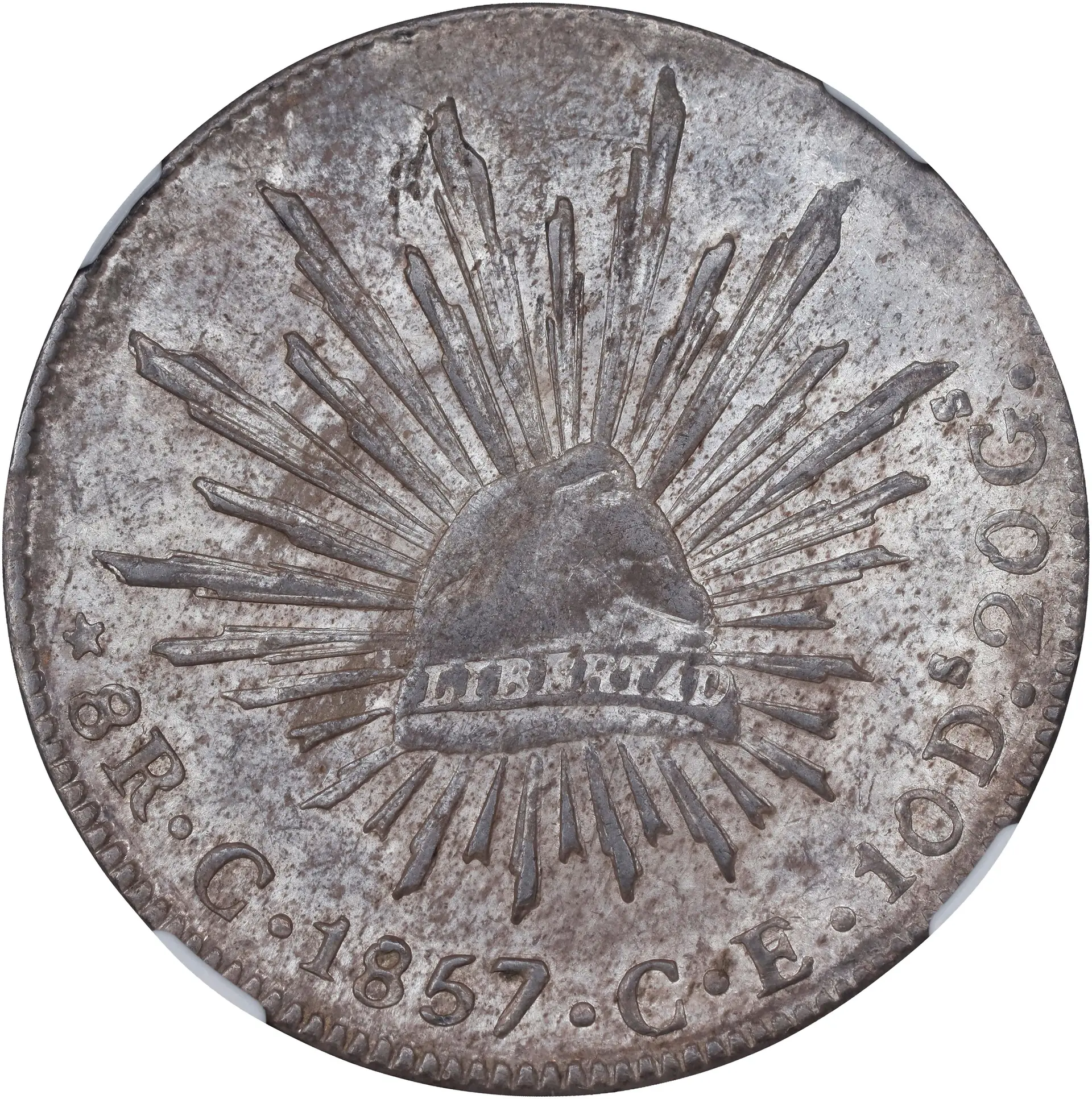 MEXICO. 8 Reales, 1857-C CE. Culiacan Mint. NGC AU-58.