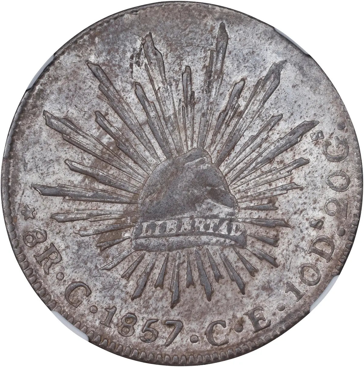 MEXICO. 8 Reales, 1857-C CE. Culiacan Mint. NGC AU-58.