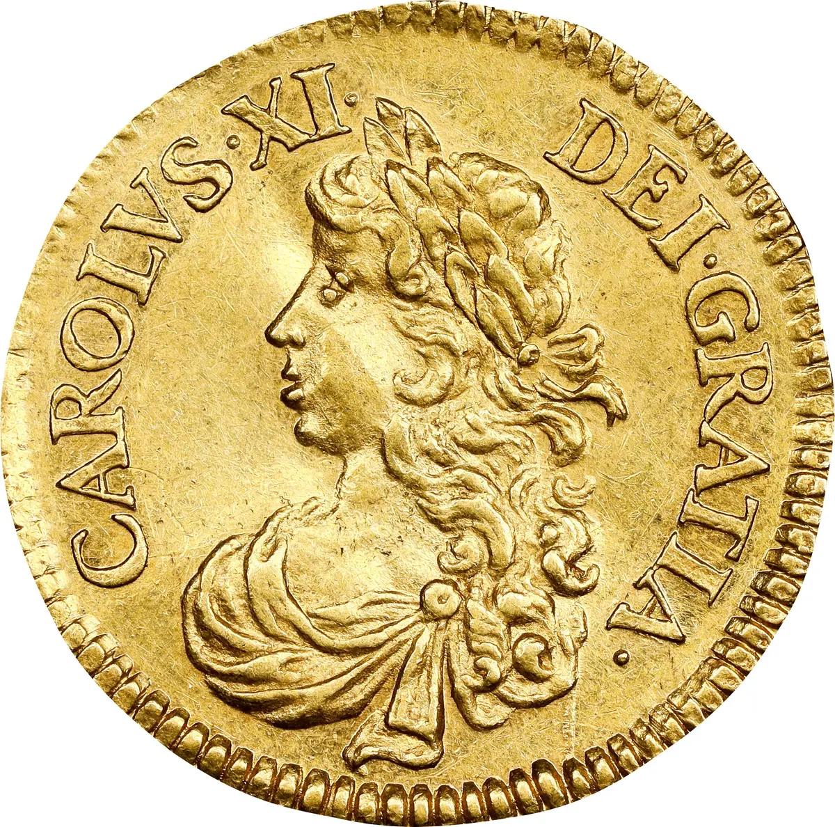 SWEDEN. Ducat, 1667. Stockholm Mint. Karl XI. NGC Unc Details--Cleaned.