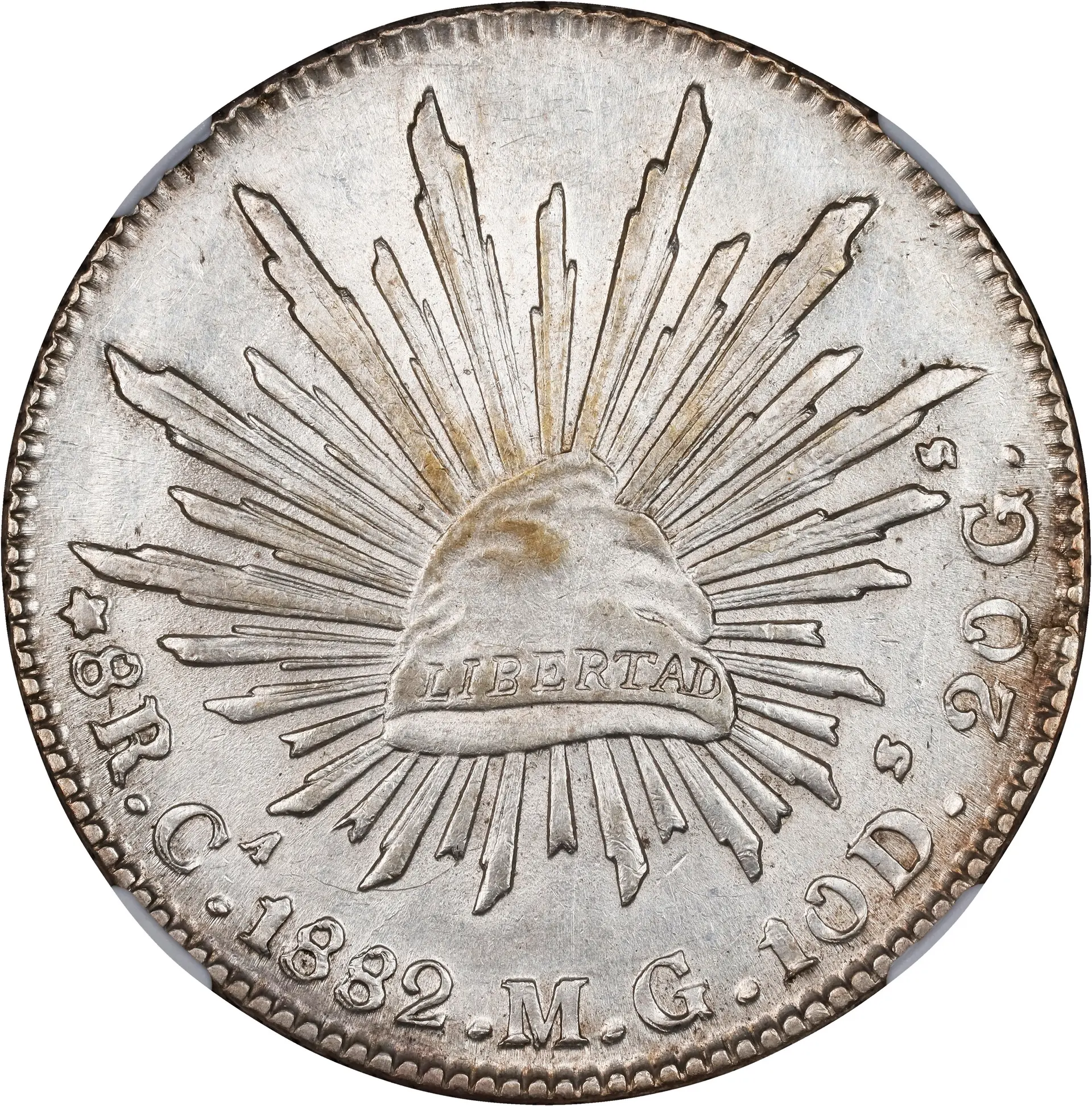 MEXICO. 8 Reales, 1882-Ca MG. Chihuahua Mint. NGC AU Details--Cleaned.
