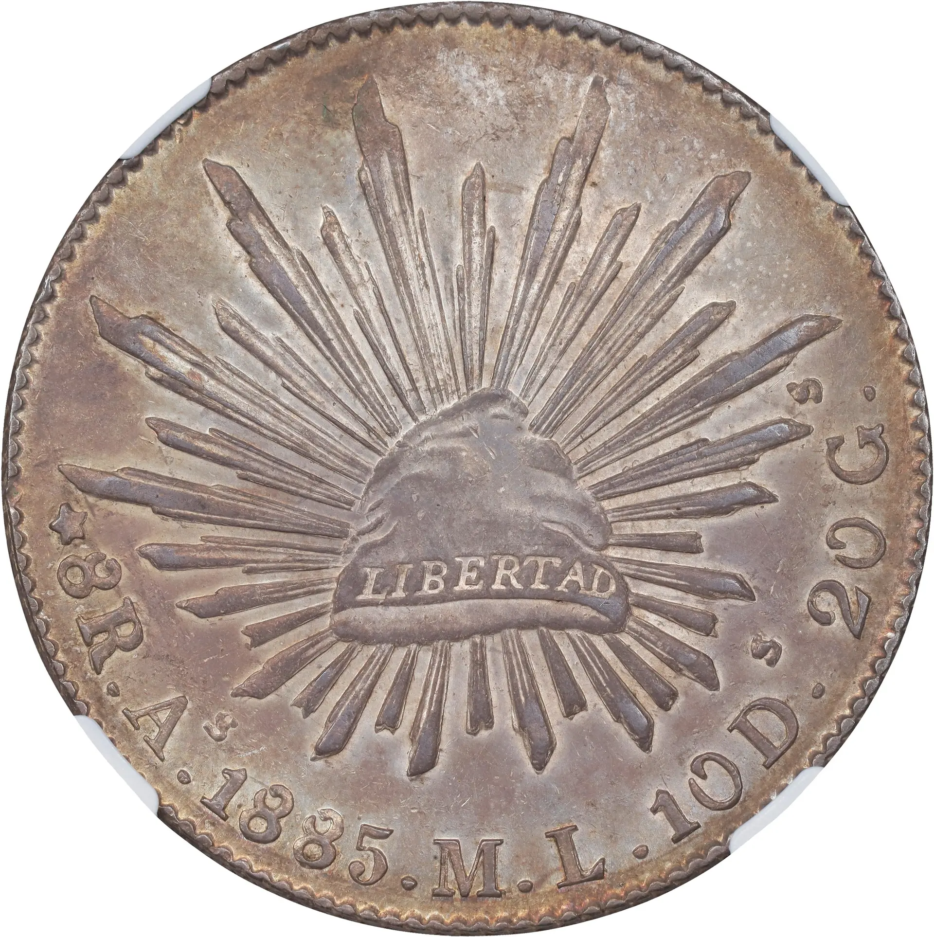 MEXICO. 8 Reales, 1885-As ML. Alamos Mint. NGC AU-58.