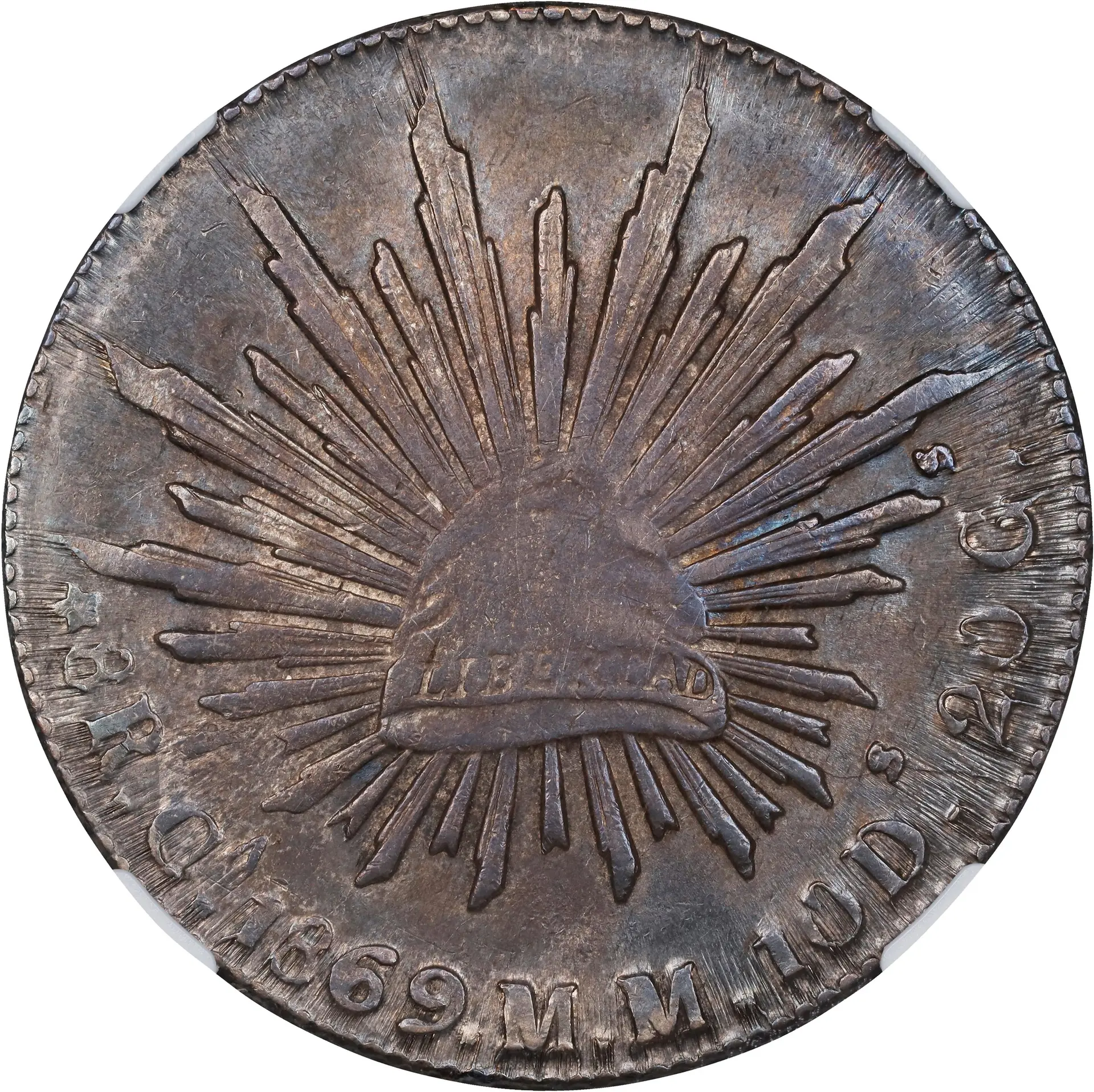 MEXICO. 8 Reales, 1869-Ca MM. Chihuahua Mint. NGC AU-58.
