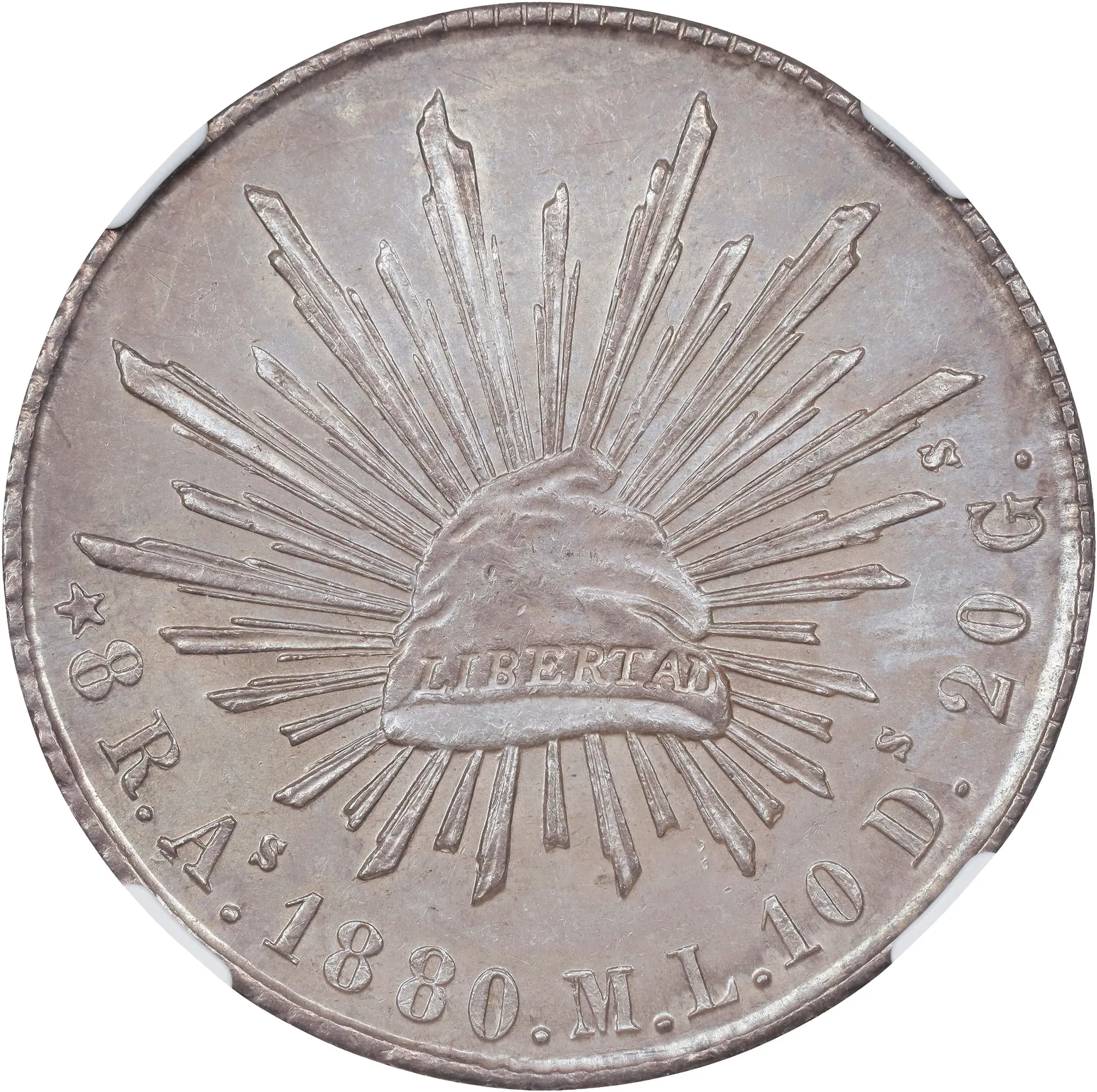 MEXICO. 8 Reales, 1880-As ML. Alamos Mint. NGC MS-62.