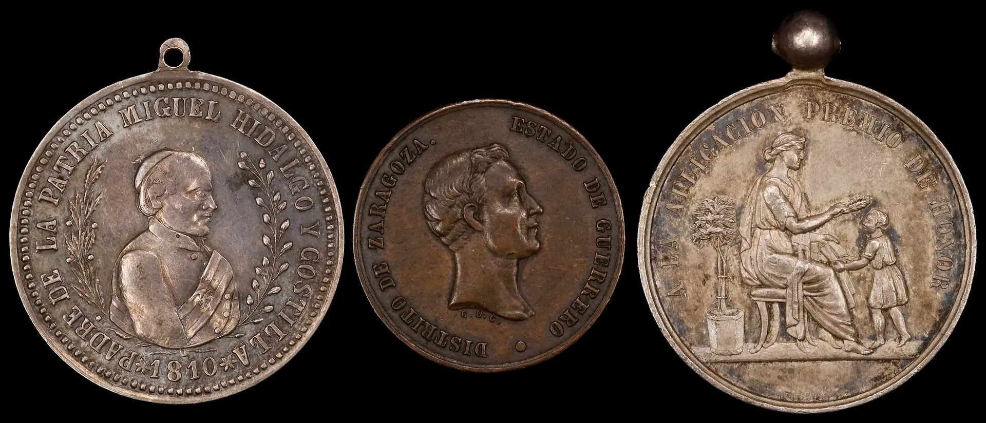 MEXICO. Trio of Medals (3 Pieces), ca. Late 19th Century. Average
