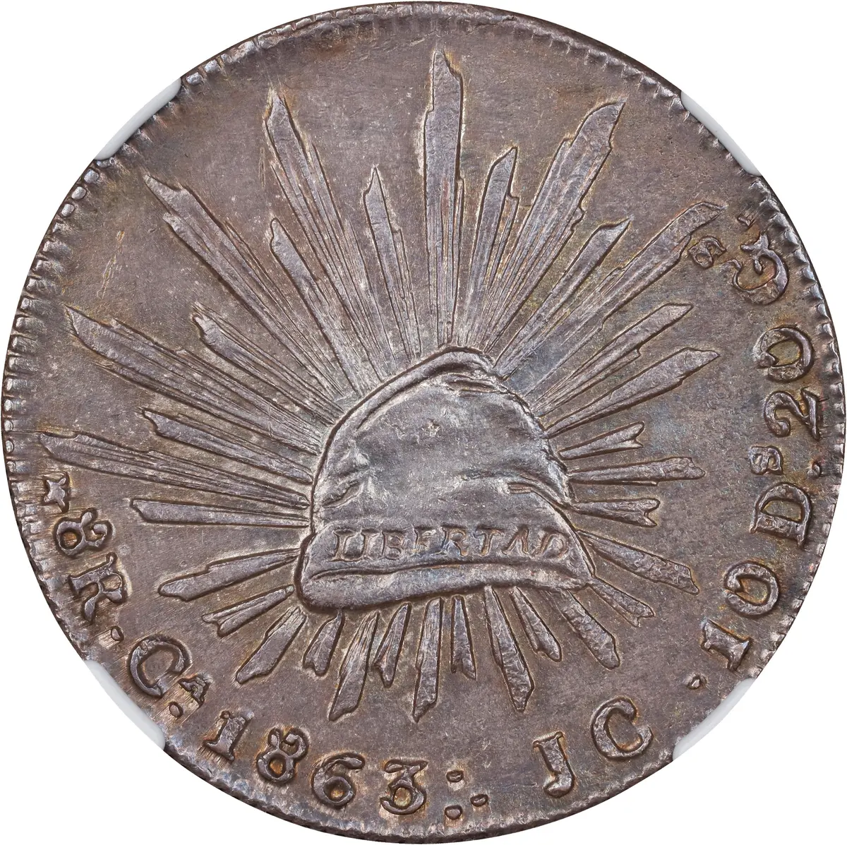 MEXICO. 8 Reales, 1863-Ca JC. Chihuahua Mint. NGC MS-62.