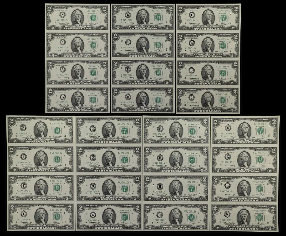 Lot of (7) Uncut Sheets of (4) Fr. 1935-A*, 1935-B*, 1935-C*, 1935-F*