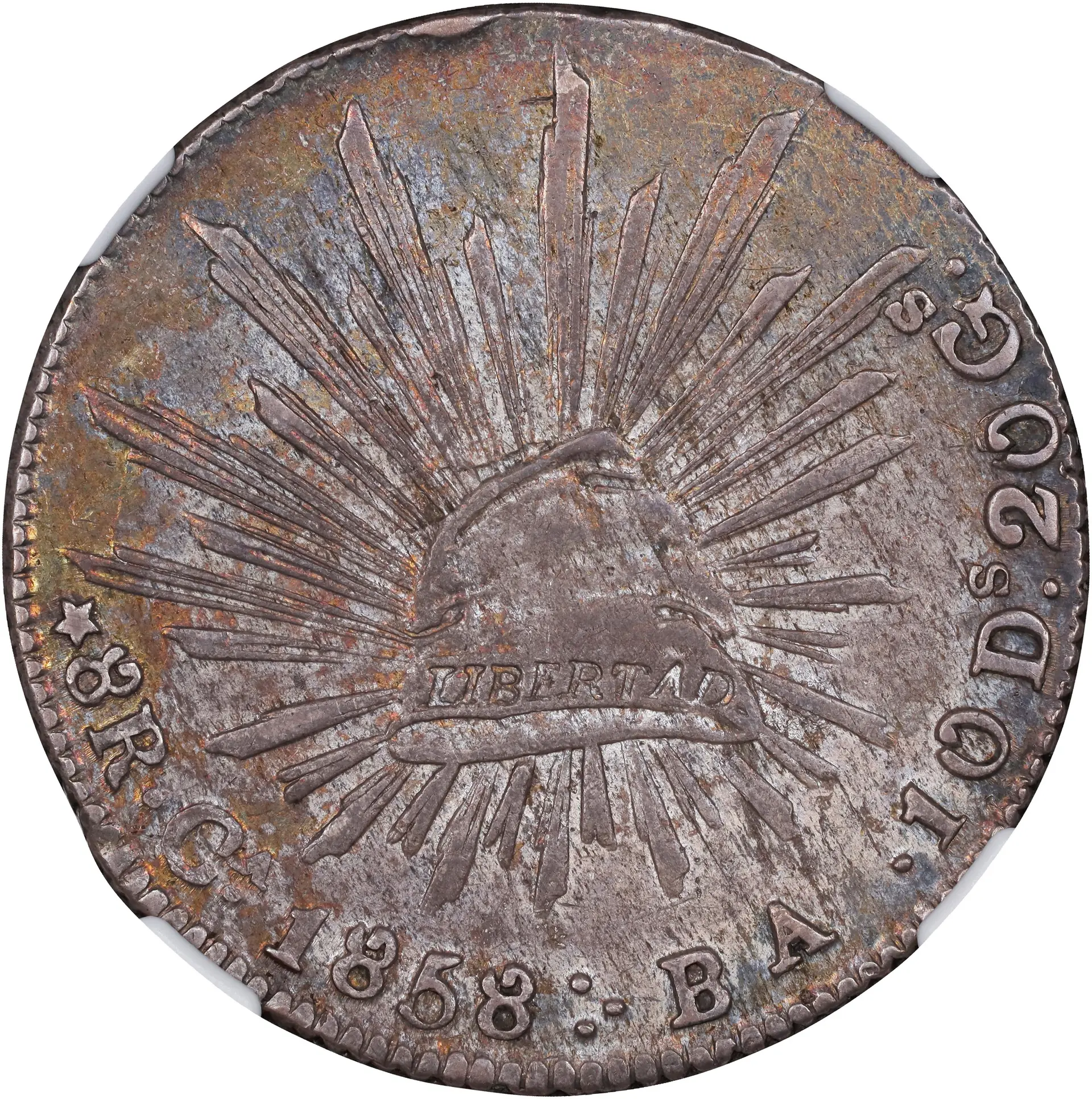 MEXICO. 8 Reales, 1858-Ca BA. Chihuahua Mint. NGC AU-53.