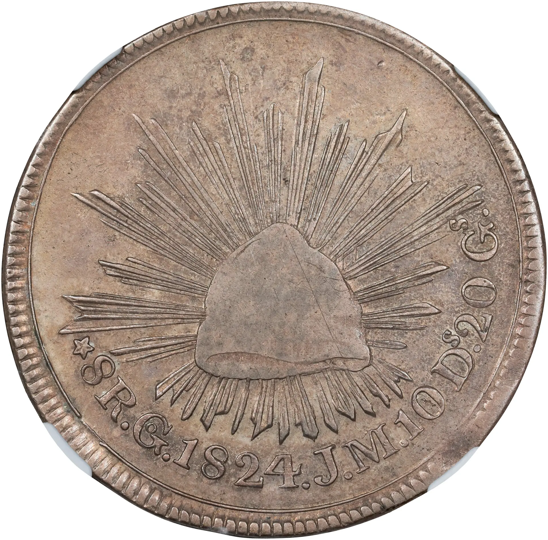 MEXICO. "Hookneck" 8 Reales, 1824-Go JM. Guanajuato Mint. NGC VF-35.