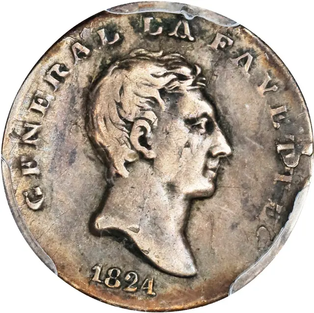 1824 Lafayette Visit Medalet. Musante GW-112, Baker-198A, Fuld-LA.1824.12.