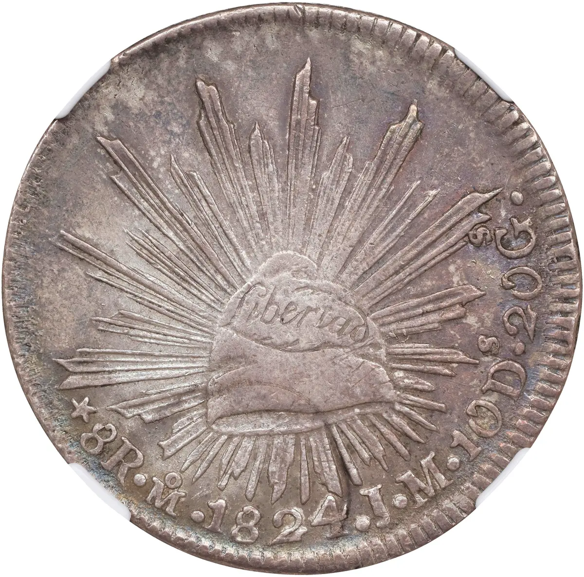 MEXICO. "Hookneck" 8 Reales, 1824-Mo JM. Mexico City Mint. NGC AU-50.