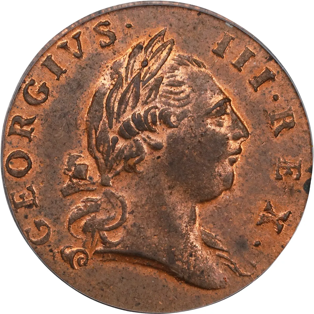 1773 Virginia Halfpenny. Newman 23-R, W-1565. Rarity-4. Period After