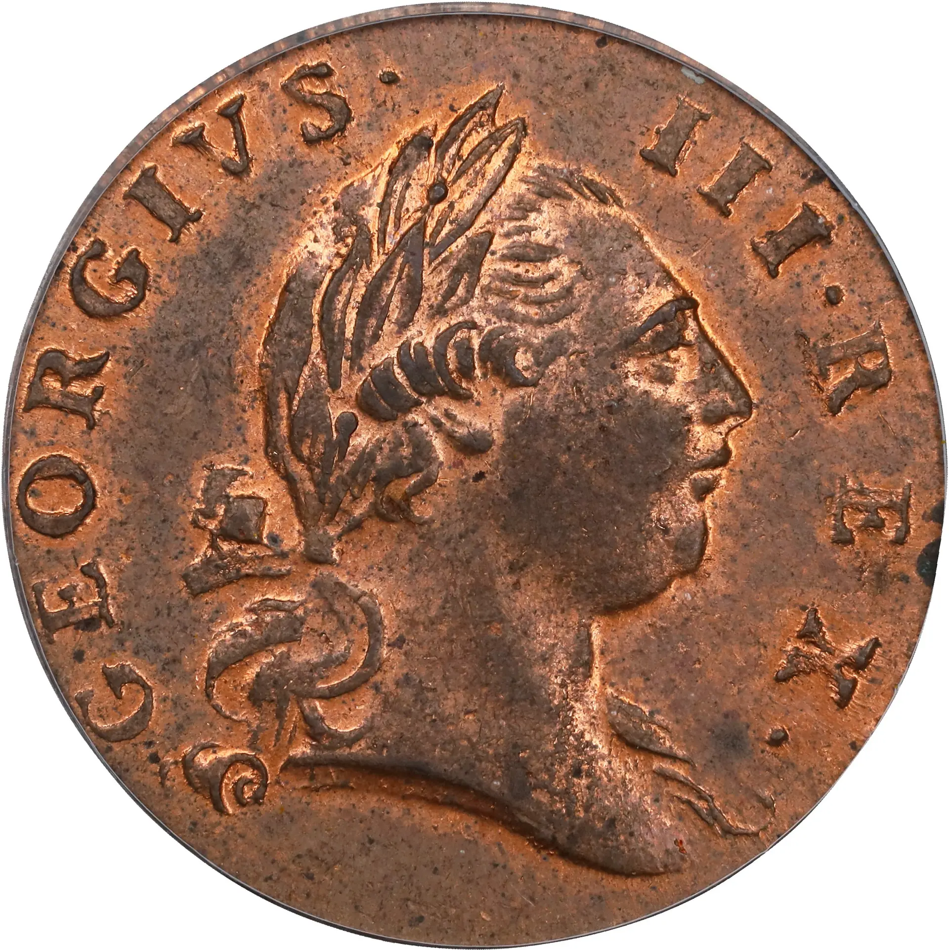 1773 Virginia Halfpenny. Newman 23-R, W-1565. Rarity-4. Period After