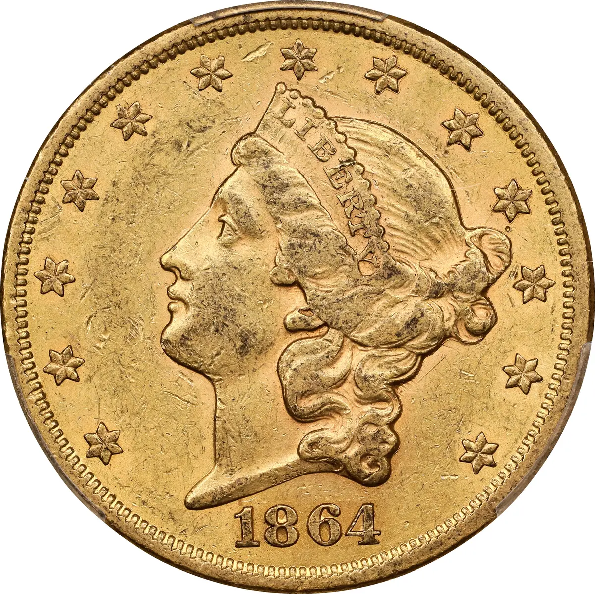 1864 Liberty Head Double Eagle. AU-58 (PCGS). CAC. CMQ.