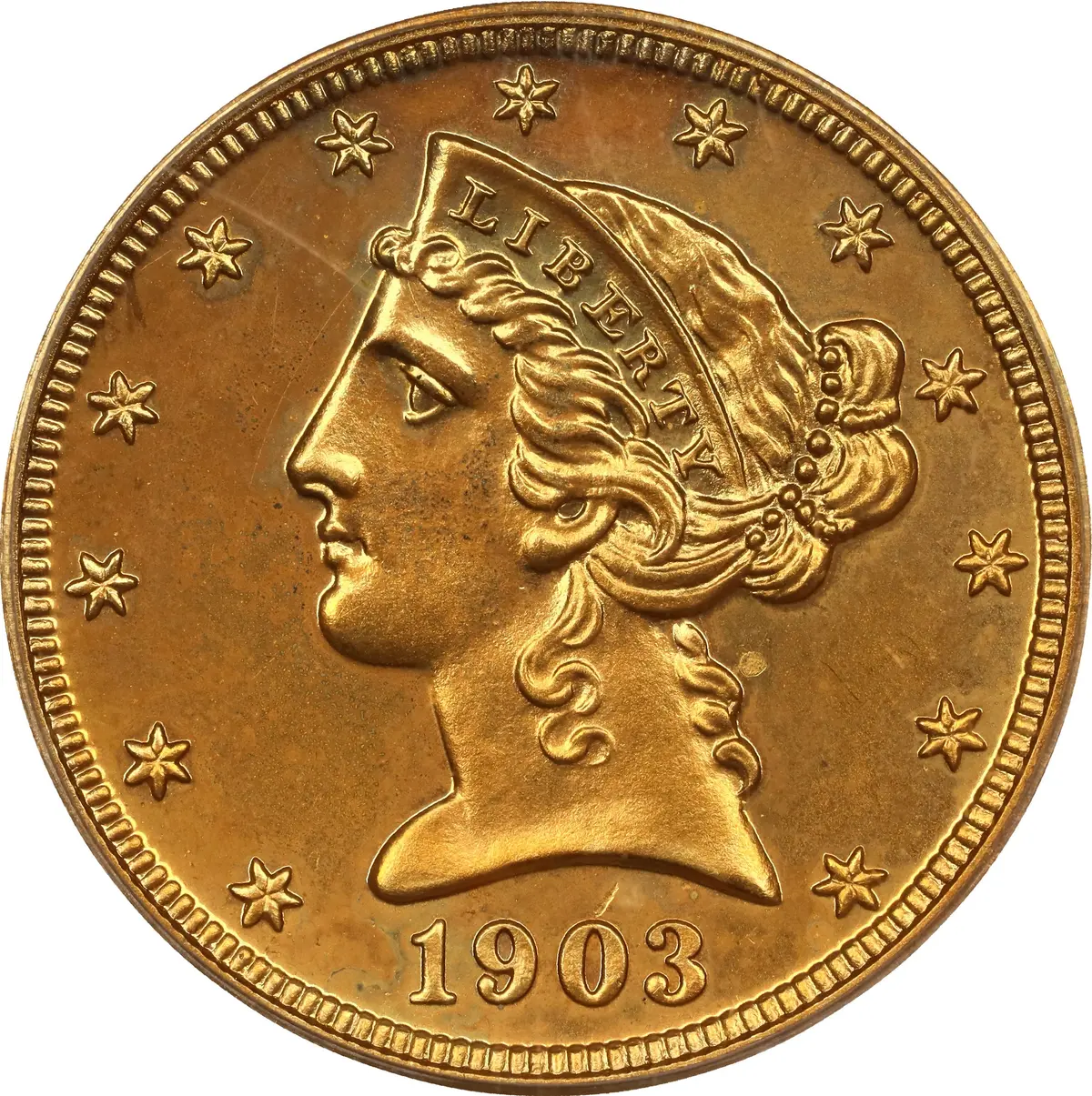 1903 Liberty Head Half Eagle. JD-1. Rarity-4. Proof-64 (PCGS). OGH.
