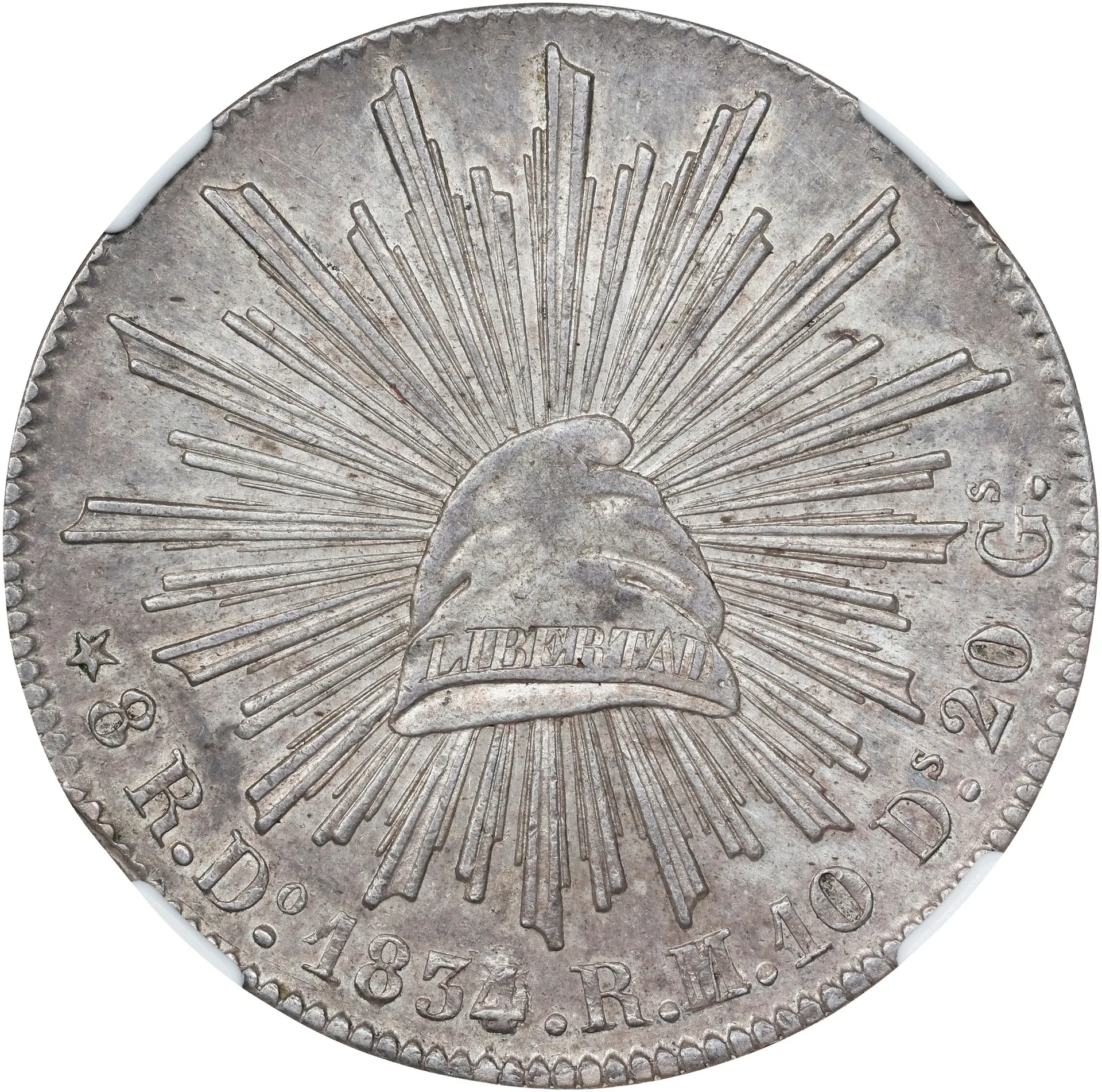 MEXICO. 8 Reales, 1834/3-Do RM/L. Durango Mint. NGC AU-58.