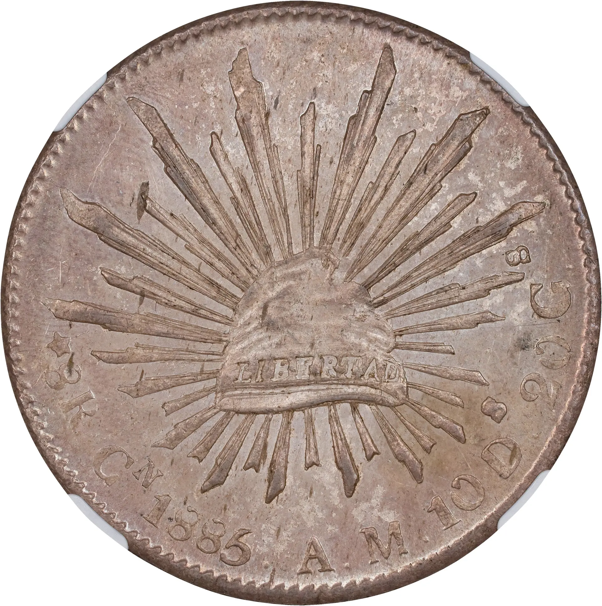 MEXICO. 8 Reales, 1885-Cn AM. Culiacan Mint. NGC MS-63.
