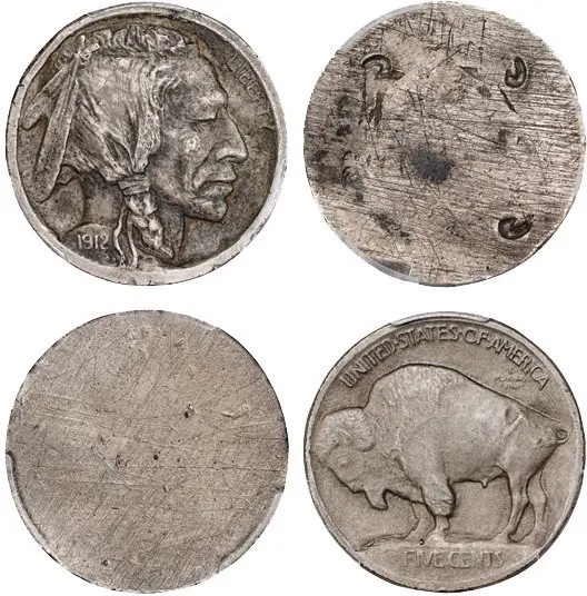 Two-Piece Set of 1912 Pattern Buffalo Nickels. Uniface Obverse and