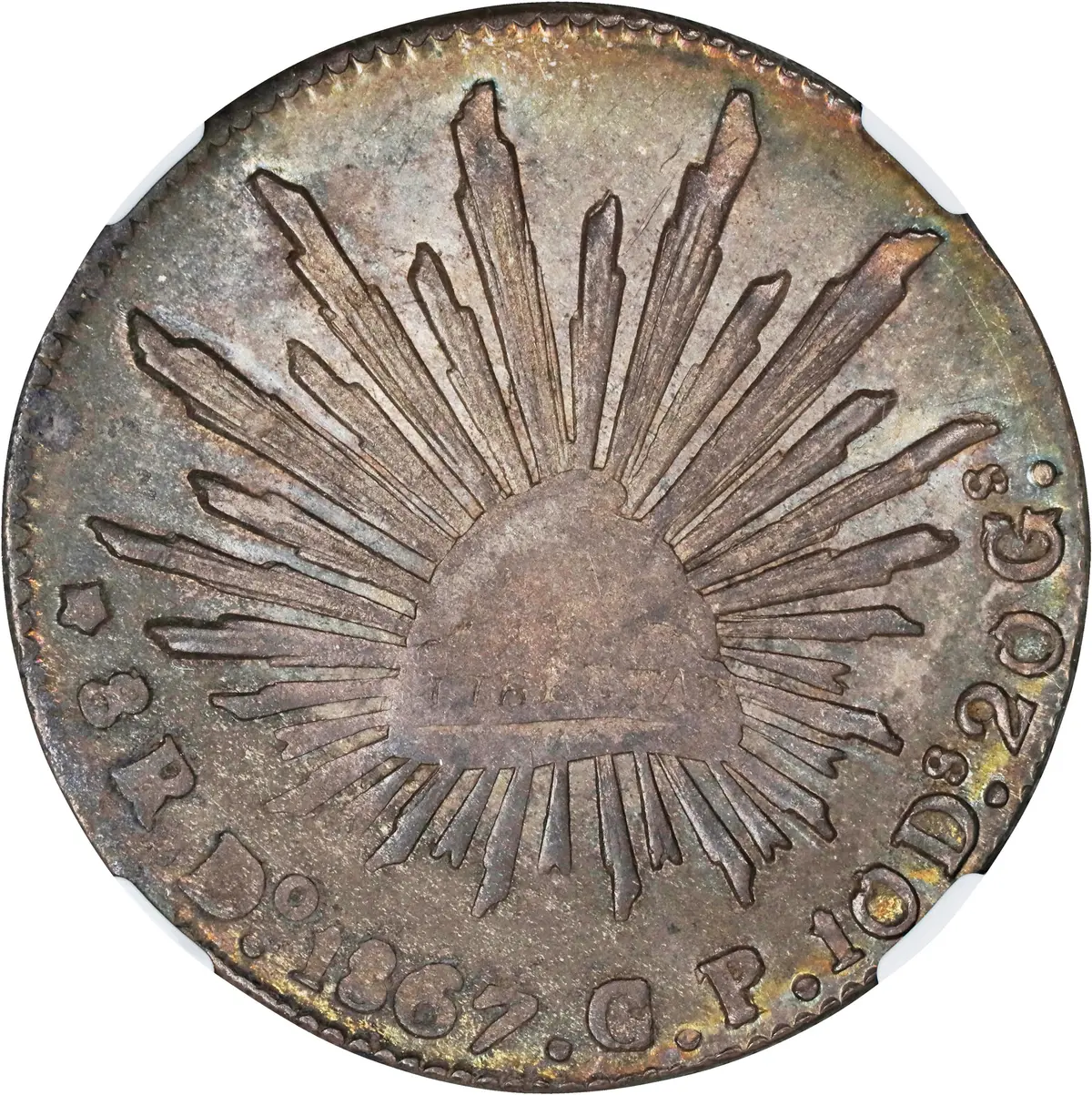 MEXICO. 8 Reales, 1867-Do CP/LT. Durango Mint. NGC AU-58.