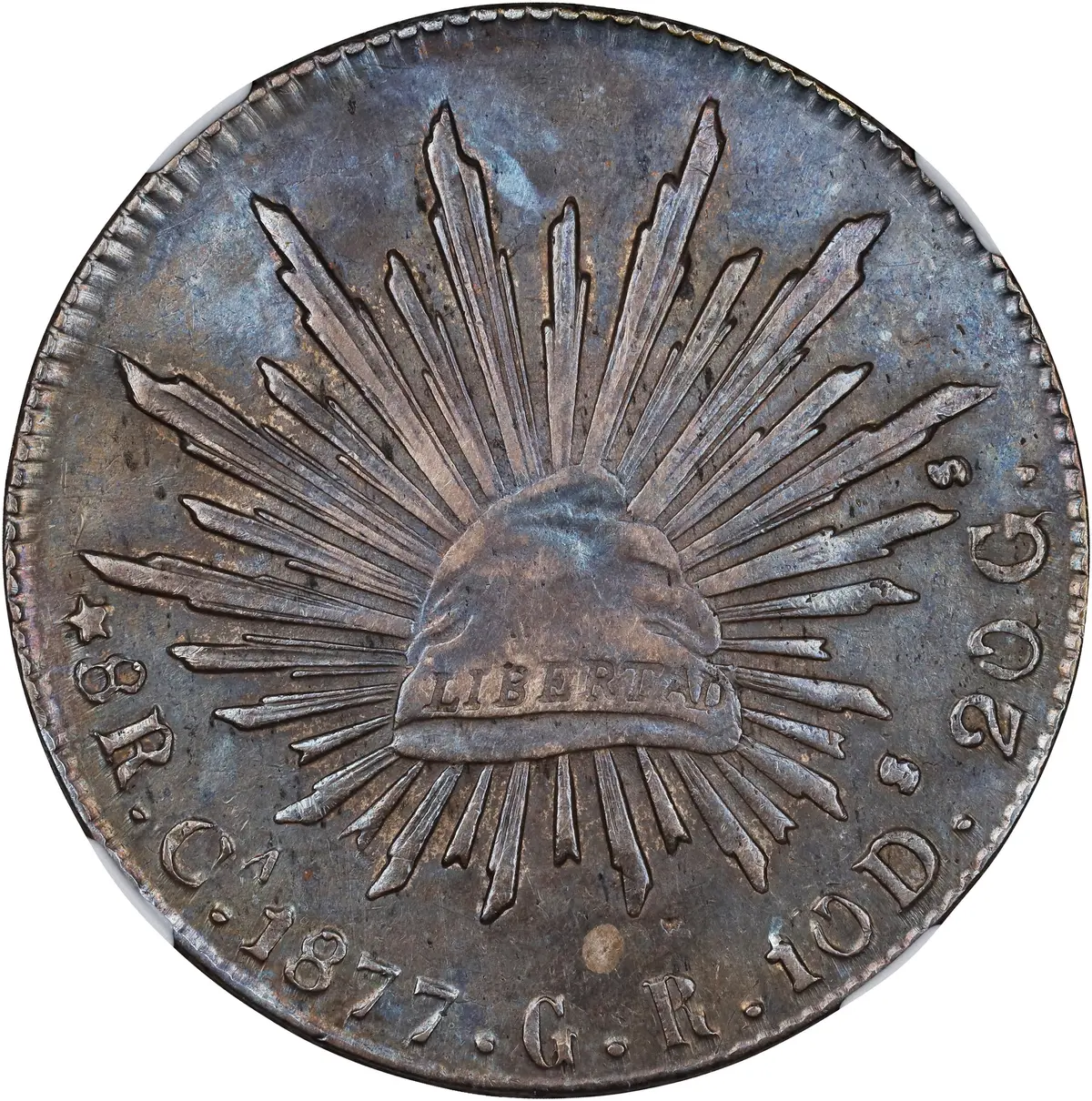 MEXICO. 8 Reales, 1877-Ca GR. Chihuahua Mint. NGC AU Details--Cleaned.