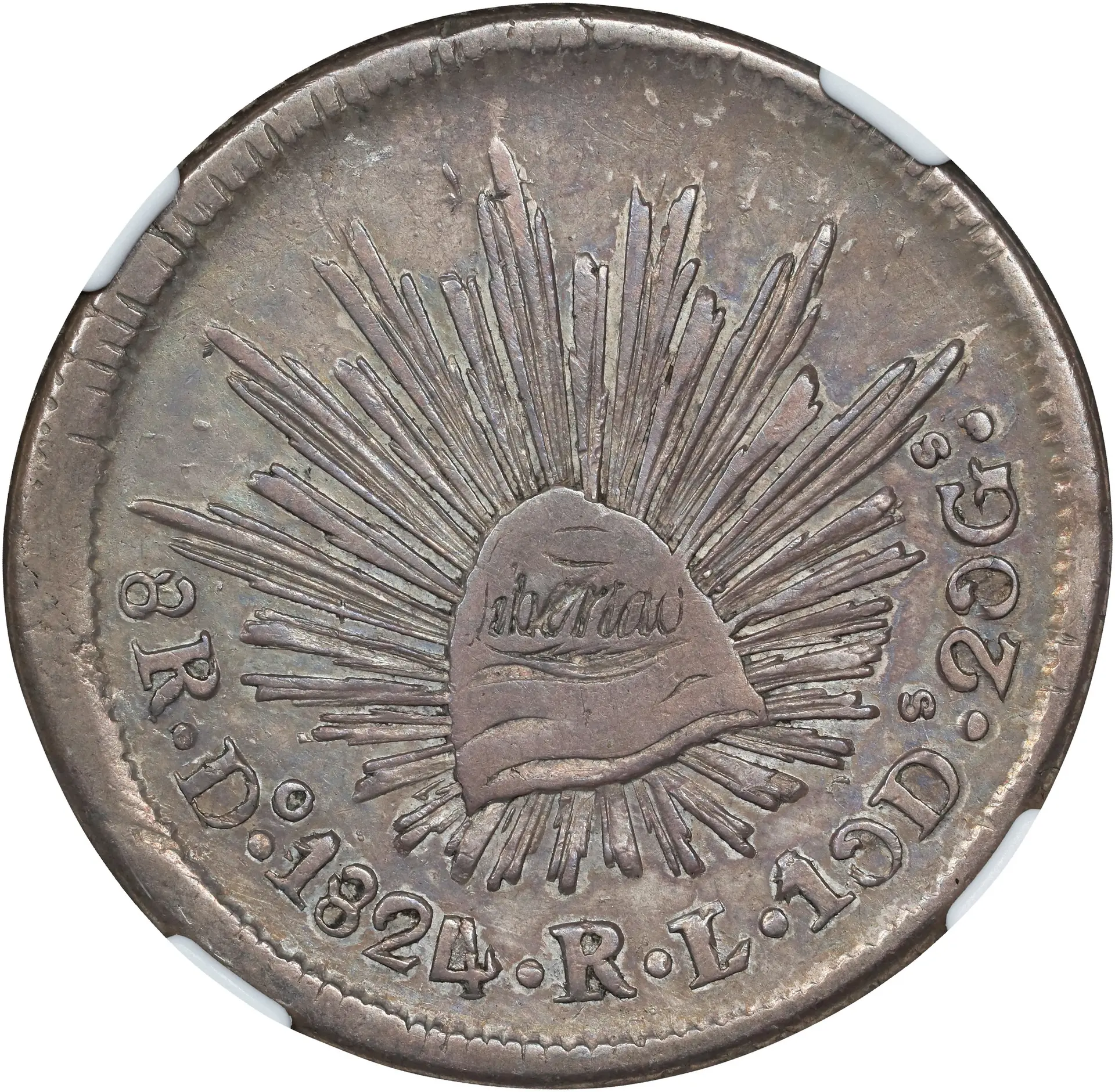 MEXICO. "Hookneck" 8 Reales, 1824-Do RL. Durango Mint. NGC EF-40.
