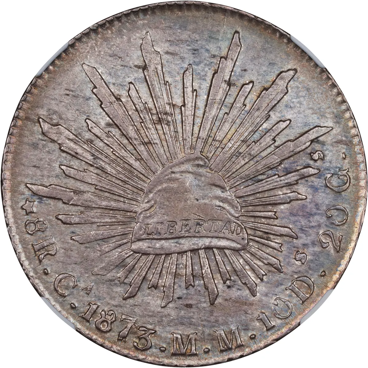 MEXICO. 8 Reales, 1873-Ca MM. Chihuahua Mint. NGC AU-58.