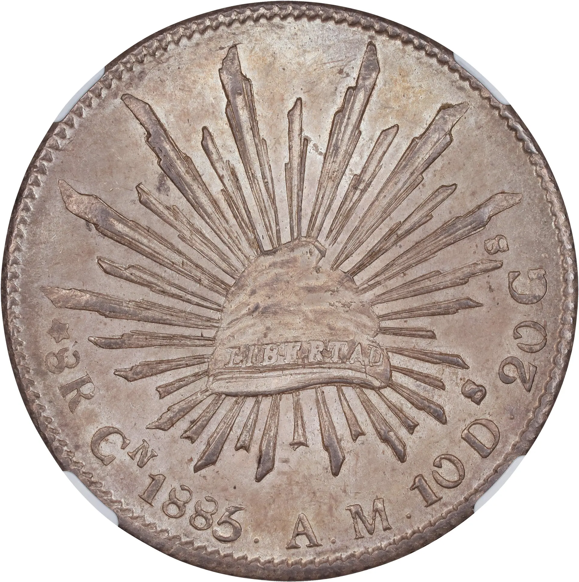 MEXICO. 8 Reales, 1885-Cn AM. Culiacan Mint. NGC MS-64.
