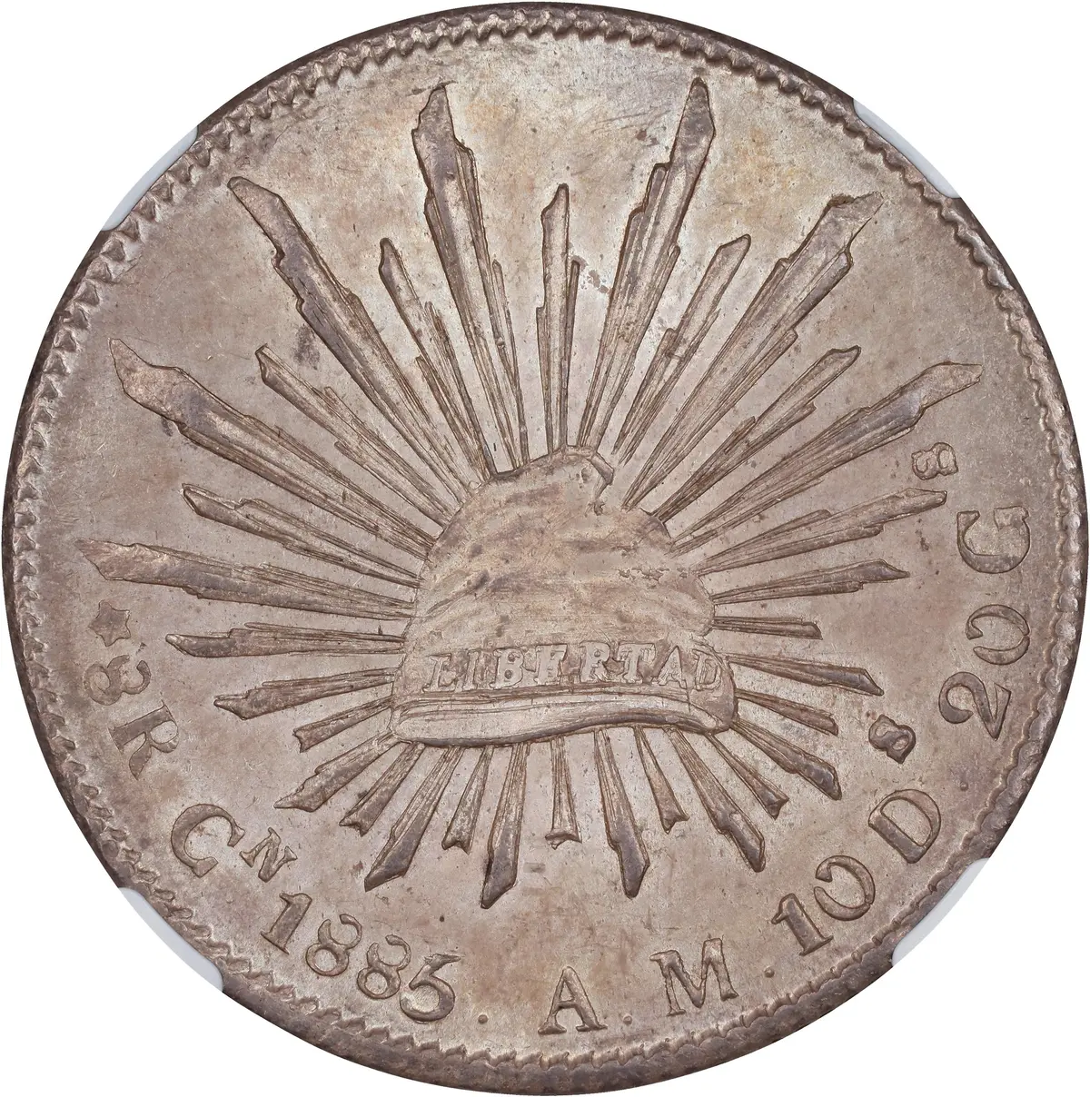 MEXICO. 8 Reales, 1885-Cn AM. Culiacan Mint. NGC MS-64.