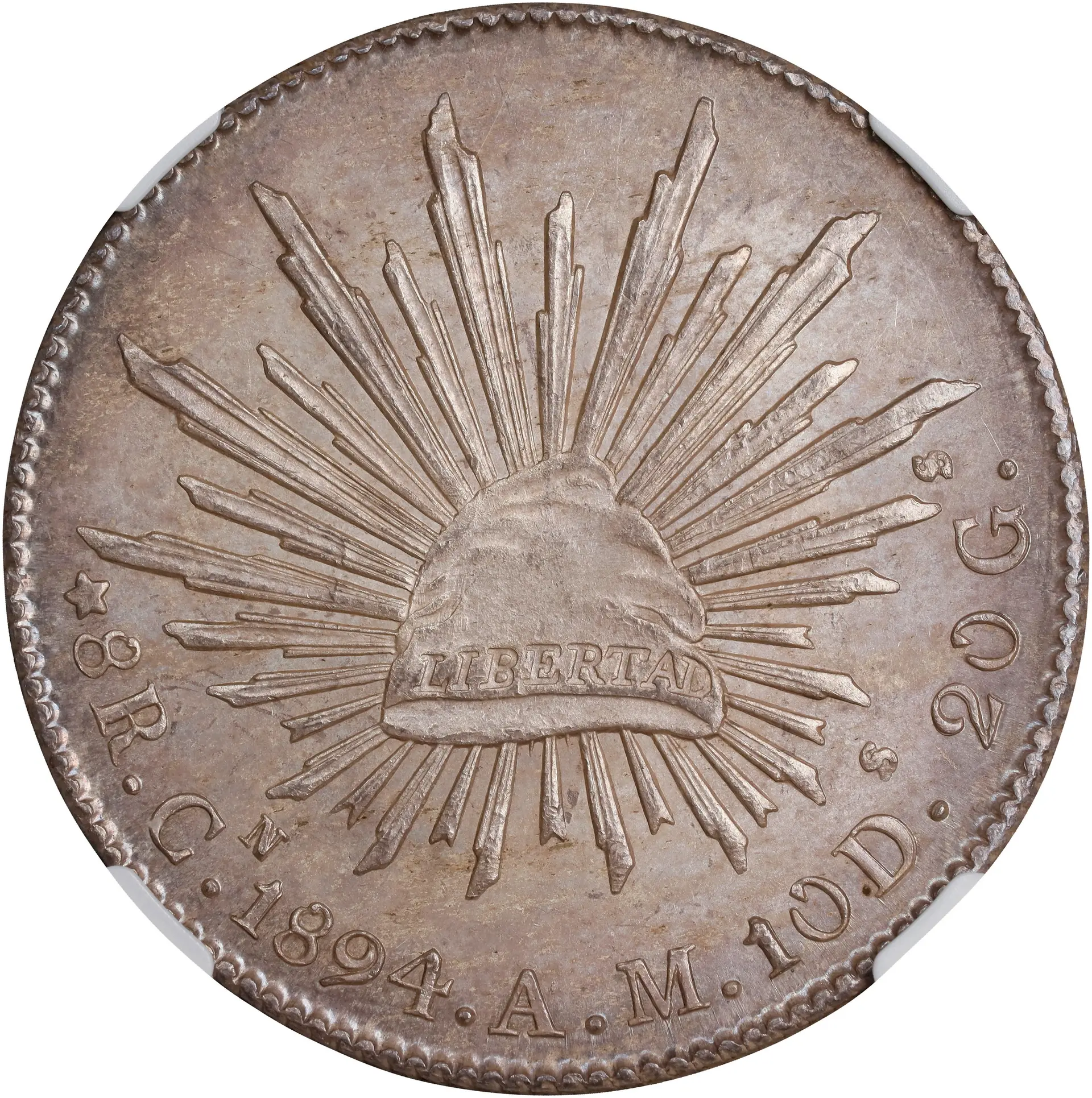 MEXICO. 8 Reales, 1894-Cn AM. Culiacan Mint. NGC MS-63.