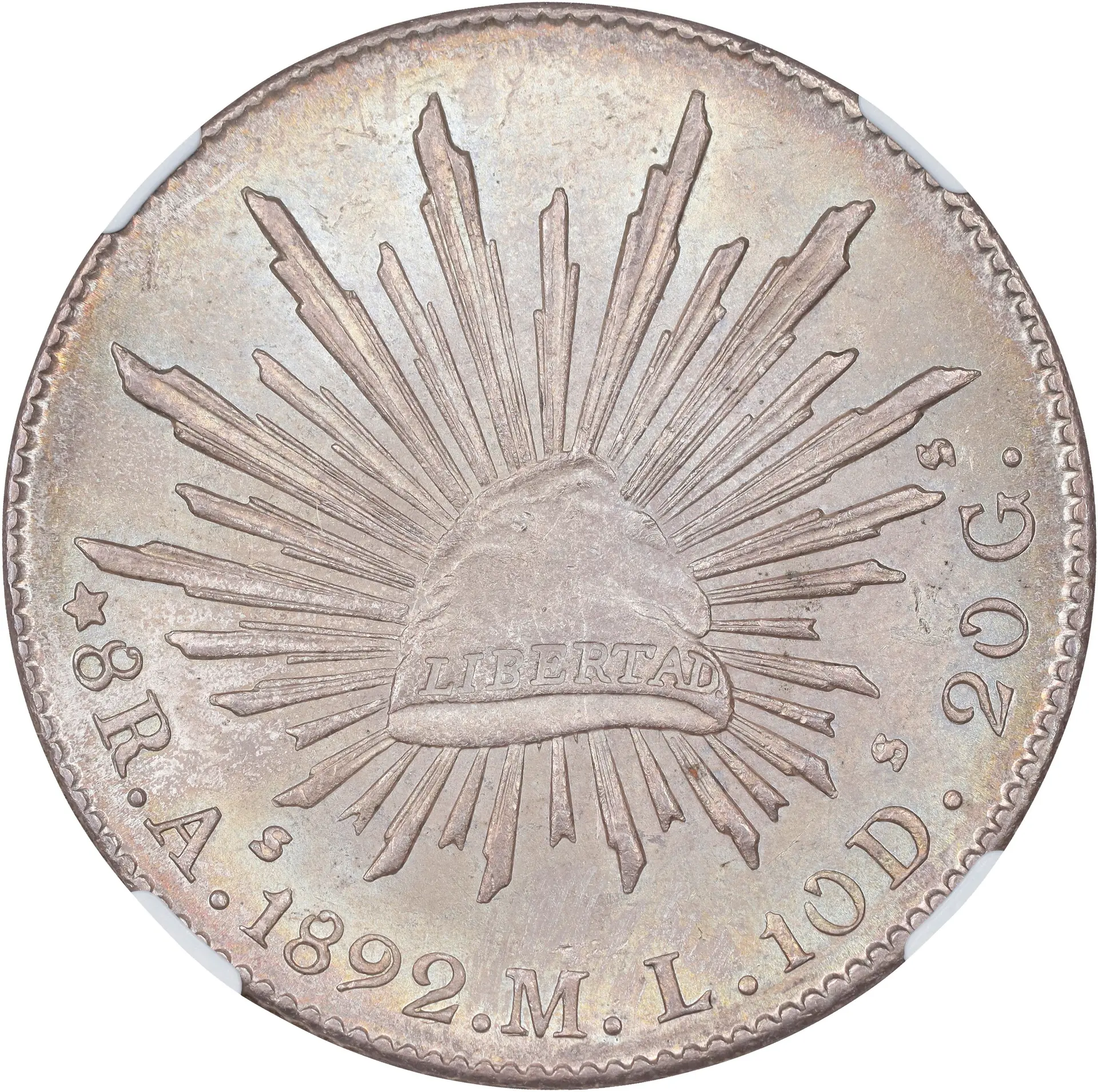 MEXICO. 8 Reales, 1892/0-As ML. Alamos Mint. NGC MS-63.