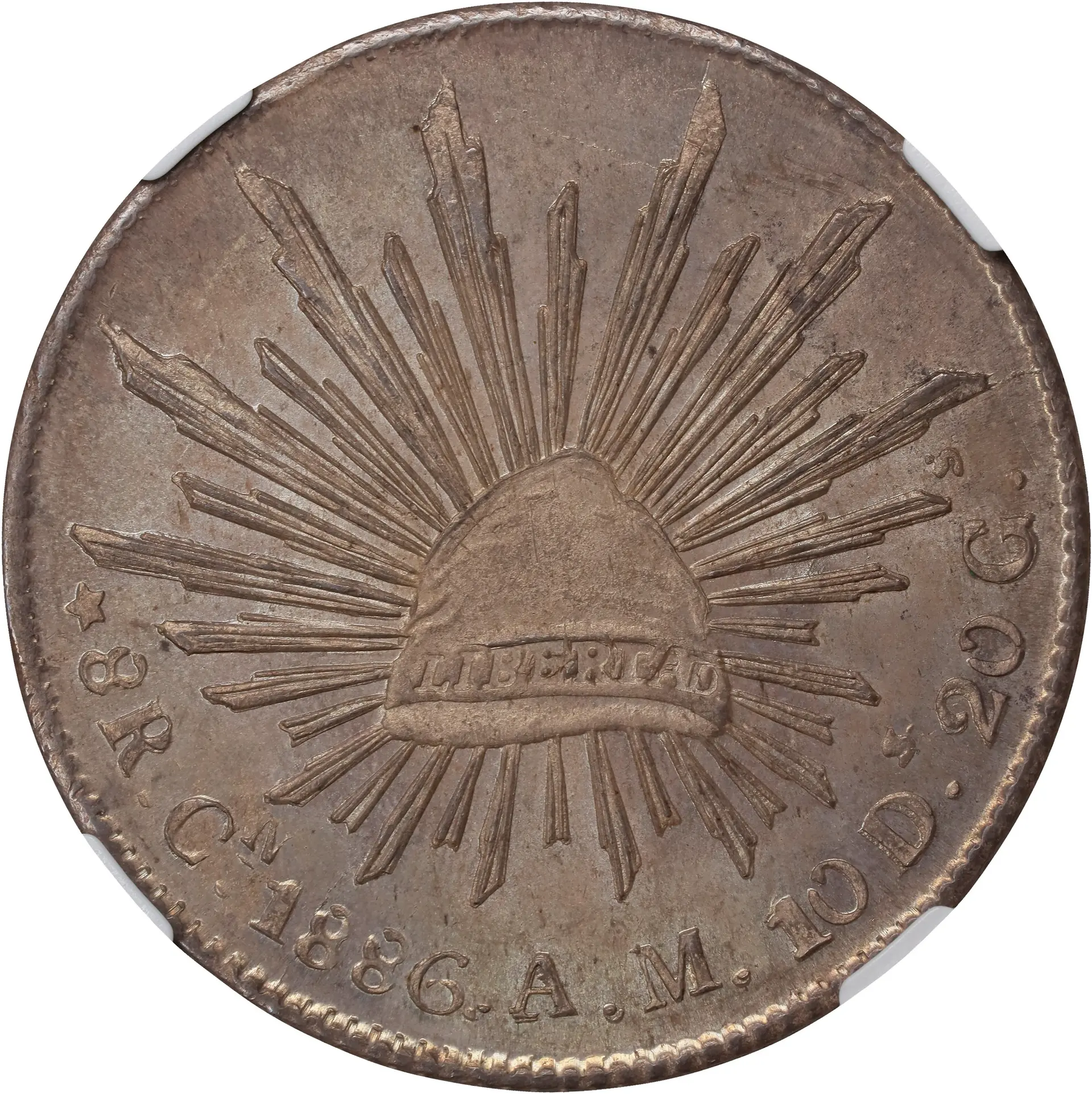 MEXICO. 8 Reales, 1886-Cn AM. Culiacan Mint. NGC MS-64.
