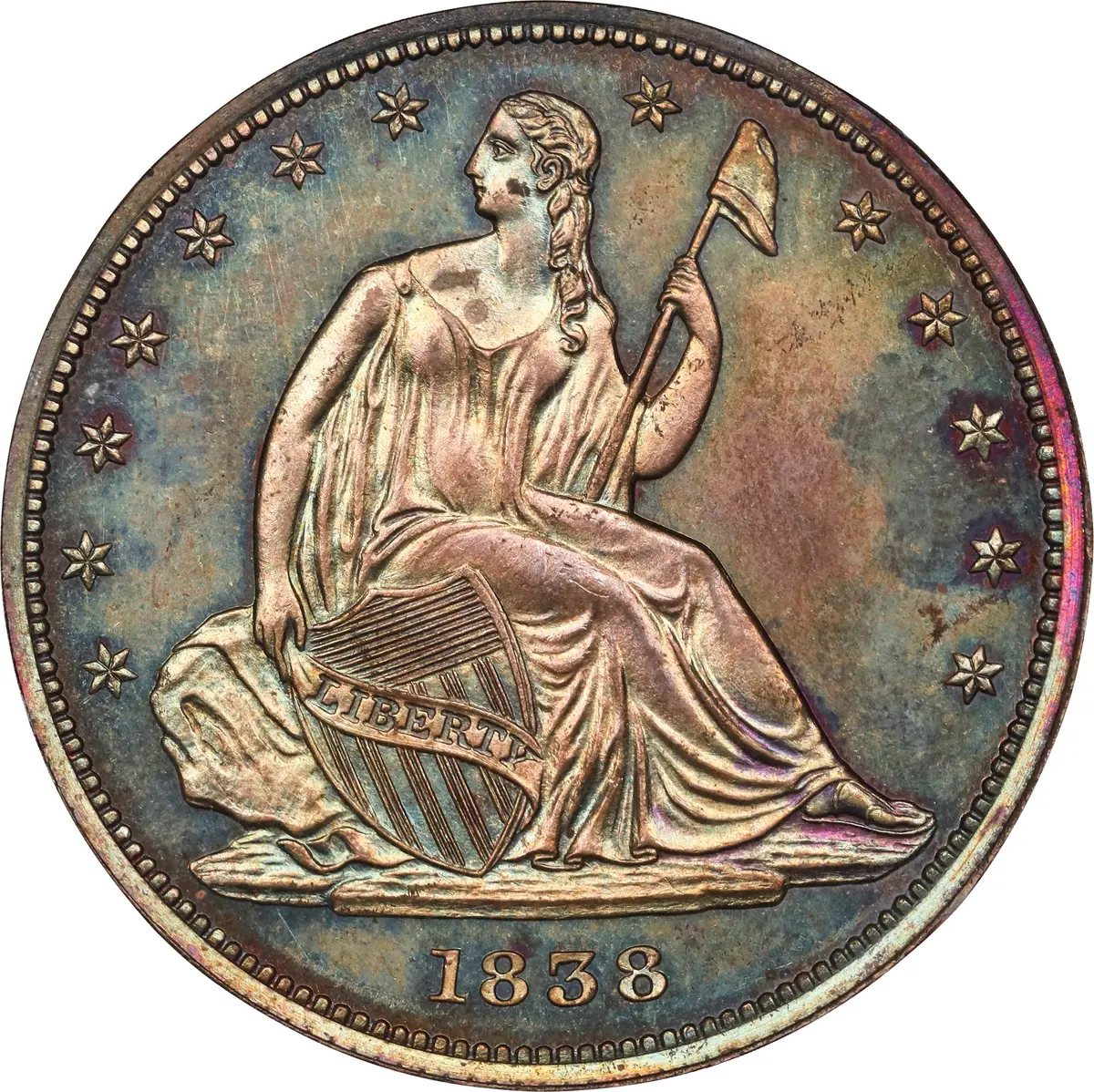 1838 Pattern Liberty Seated Half Dollar. Restrike. Judd-77, Pollock-85.