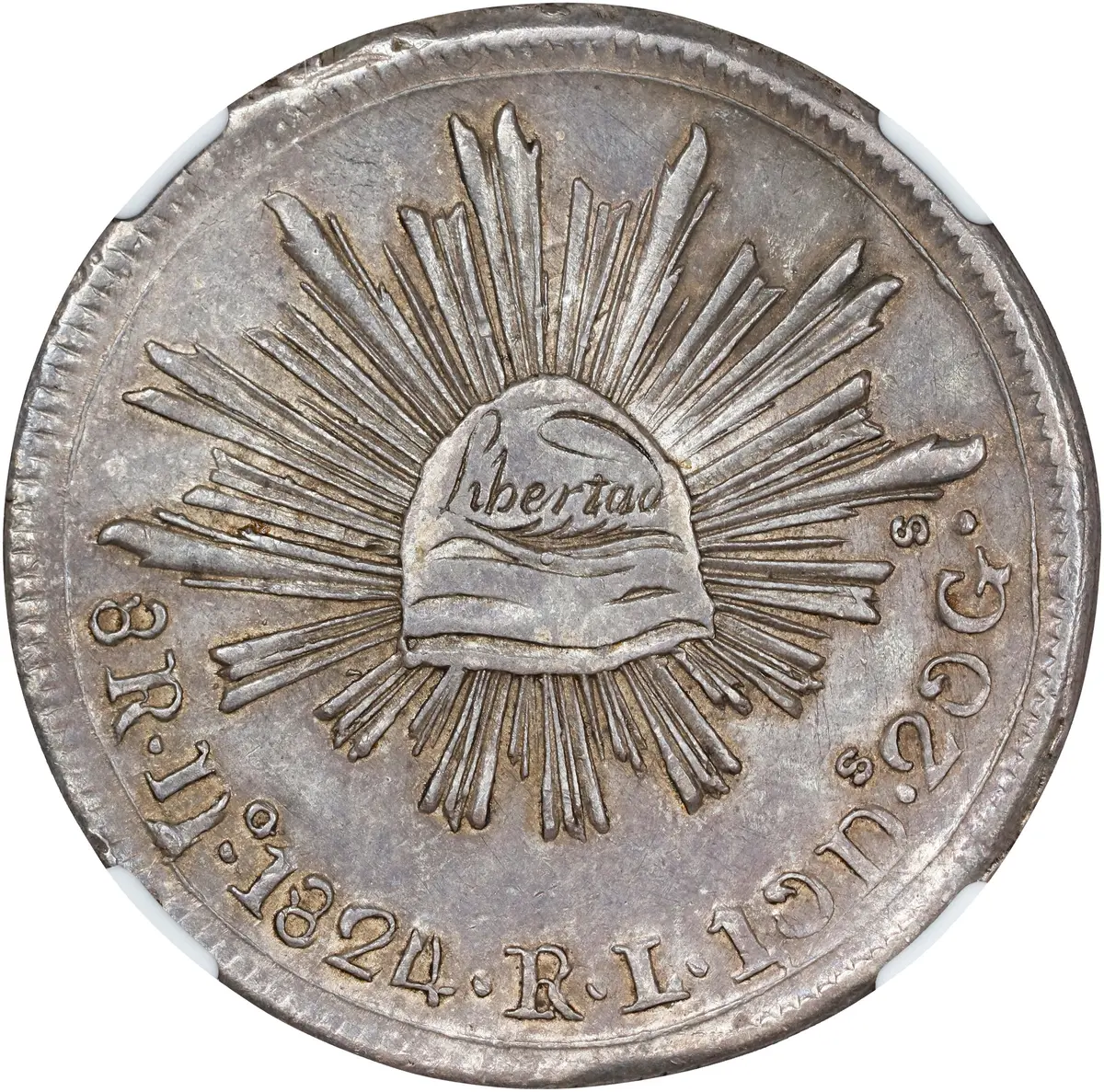 MEXICO. "Hookneck" 8 Reales, 1824-Do RL. Durango Mint. NGC AU-55.