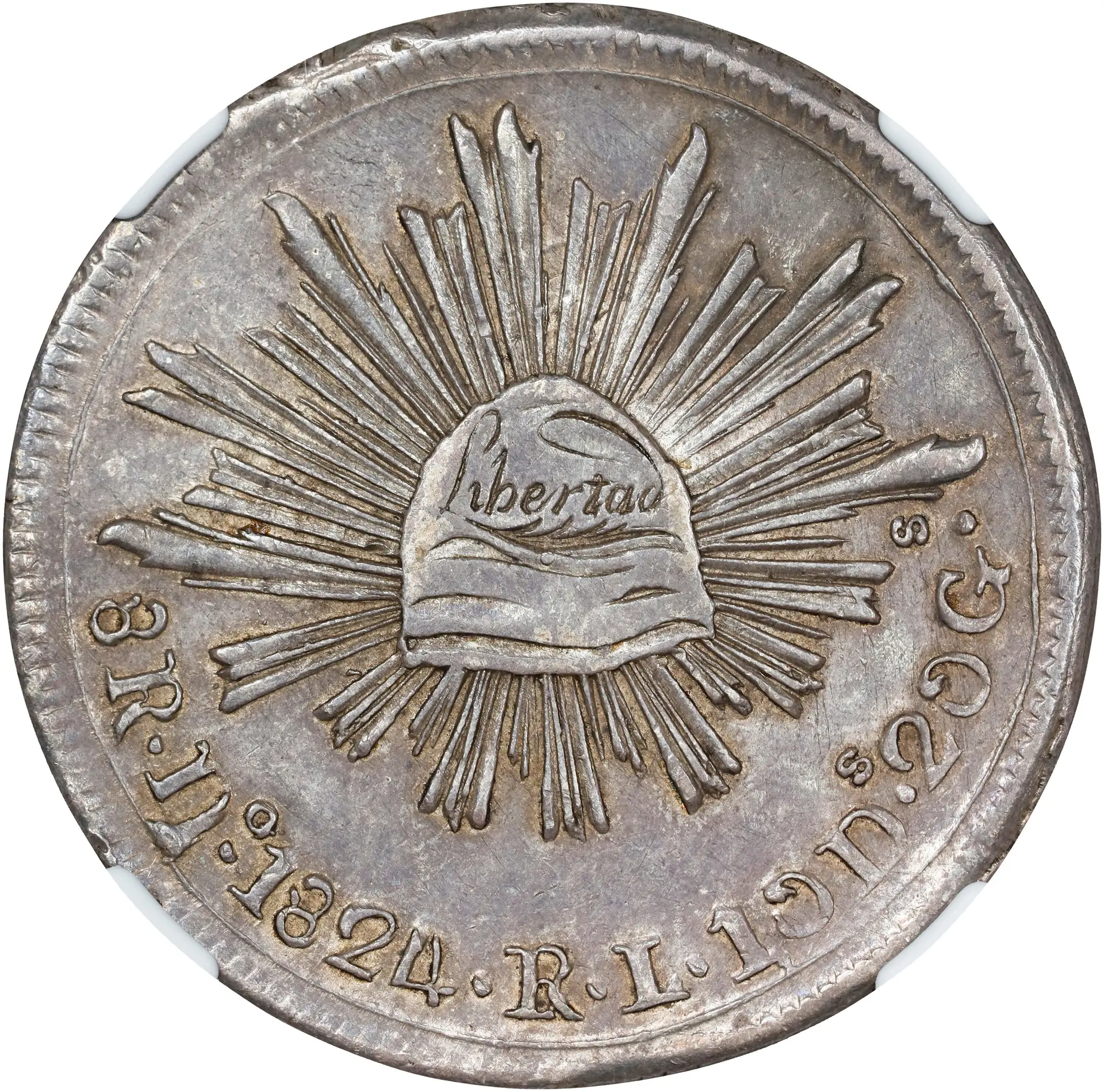 MEXICO. "Hookneck" 8 Reales, 1824-Do RL. Durango Mint. NGC AU-55.
