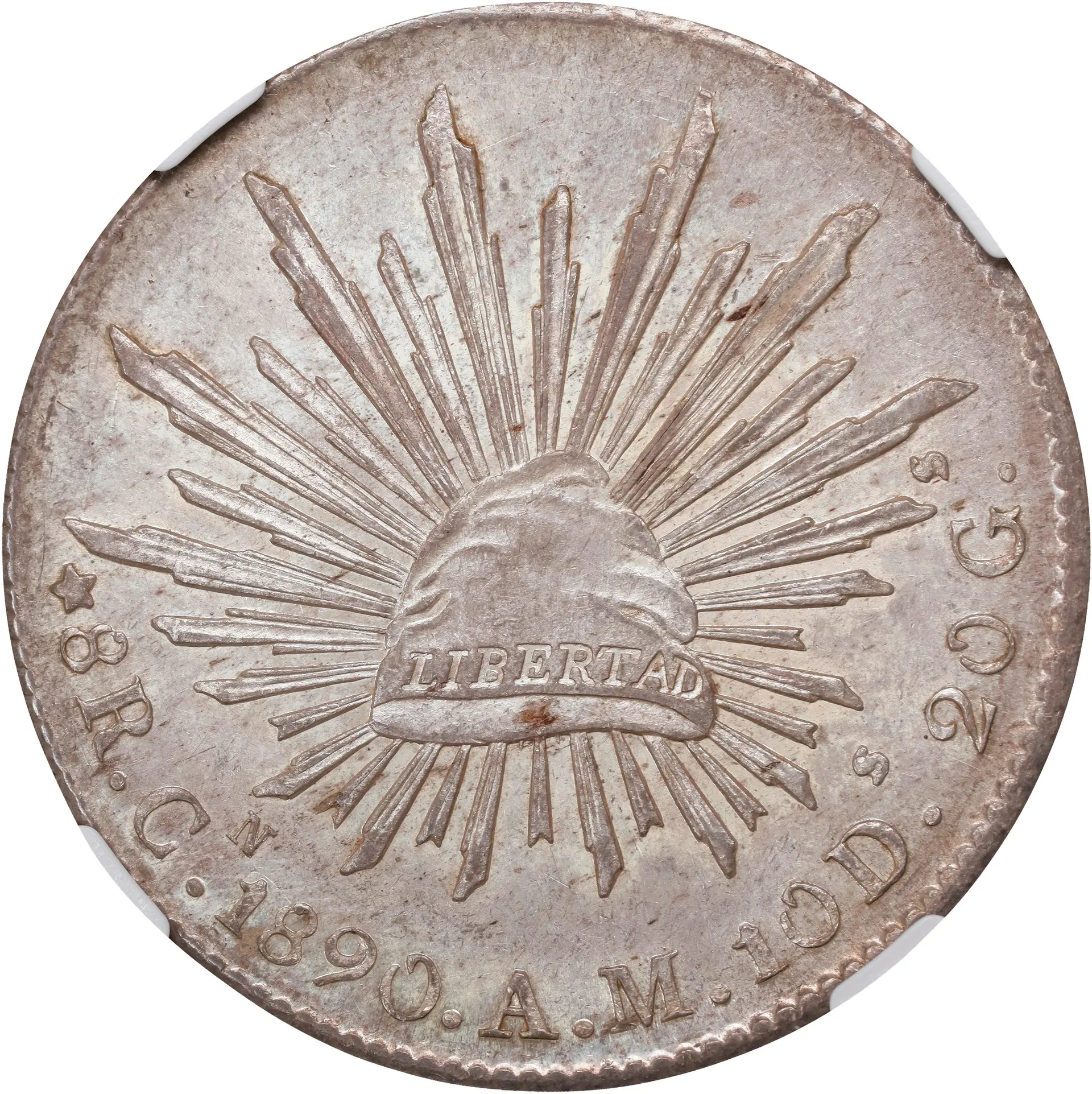 MEXICO. 8 Reales, 1890-Cn AM. Culiacan Mint. NGC MS-63.
