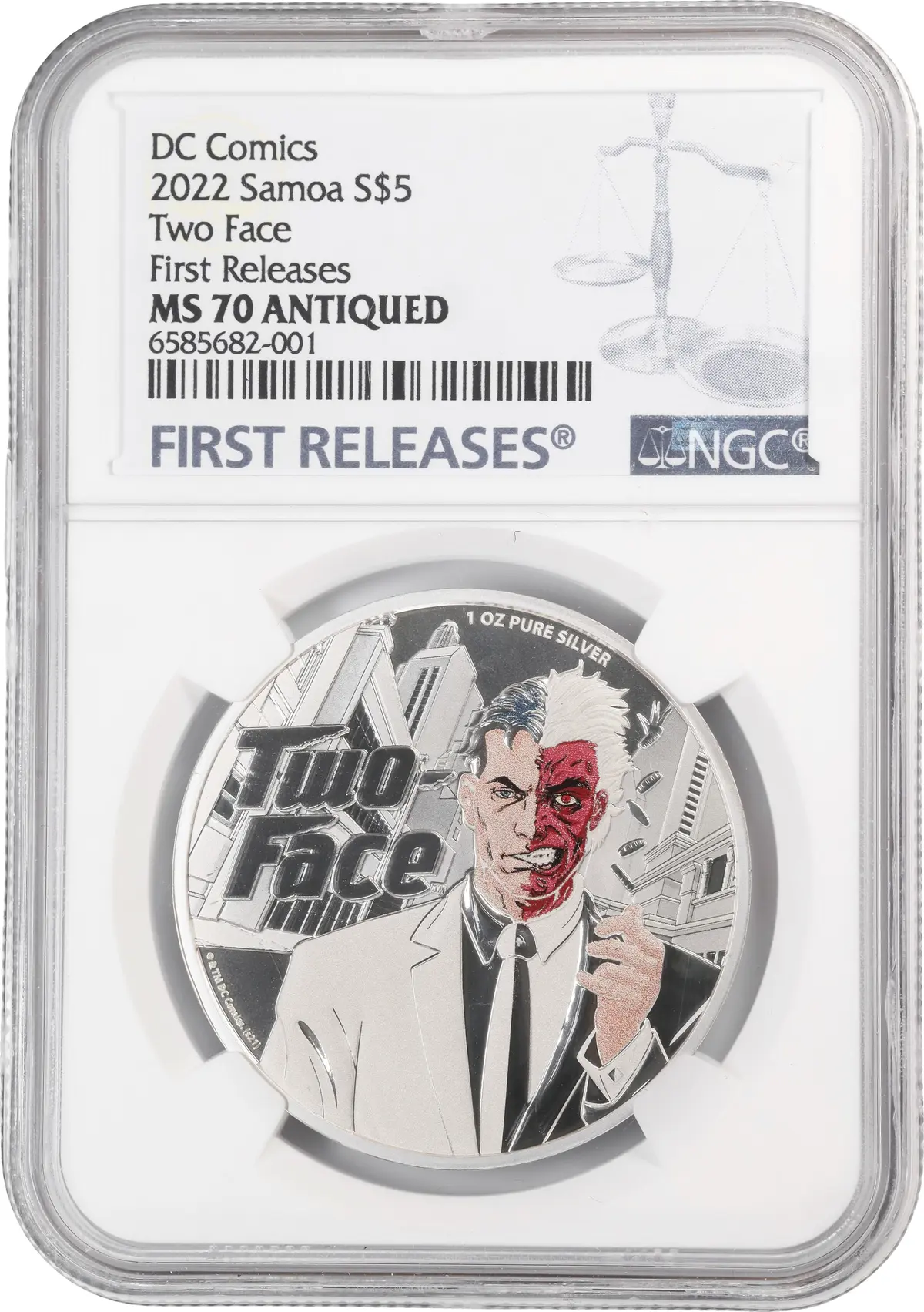 (1 oz, 31.104 g ASW). Samoa. 2022 DC Comics Two Face 1 oz Silver $5.